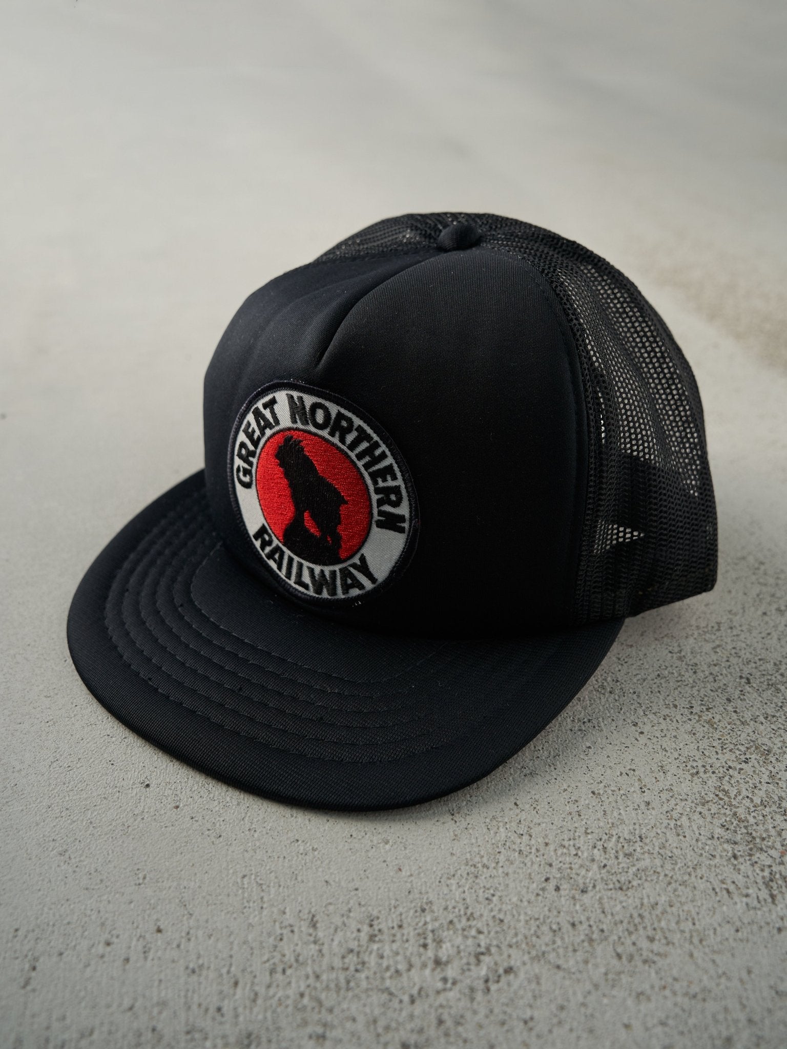 Vintage 90s Black Great Northern Railway Foam Trucker Hat
