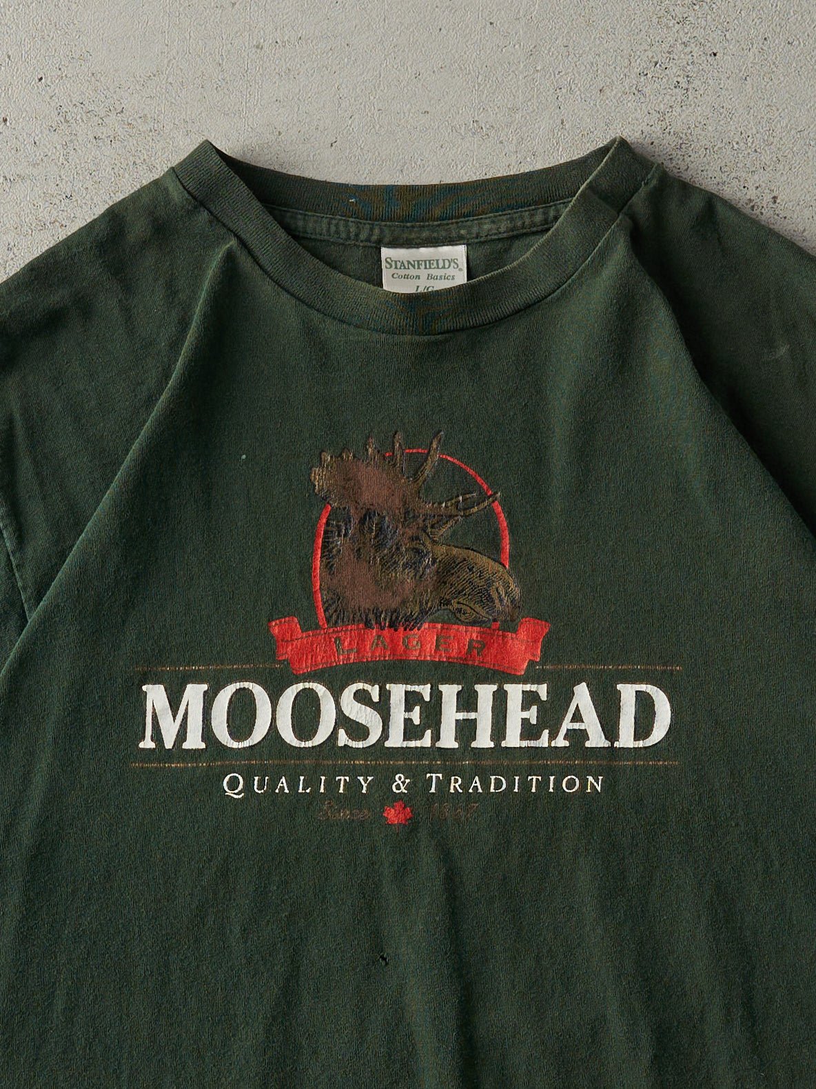 Vintage 90s Forest Green Moosehead Lager Single Stitch Tee (M)