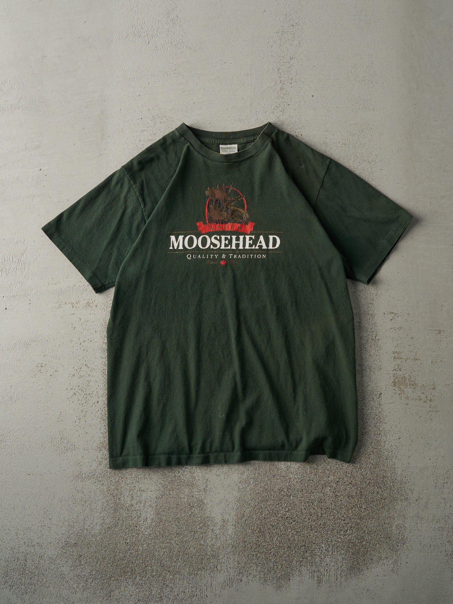 Vintage 90s Forest Green Moosehead Lager Single Stitch Tee (M)