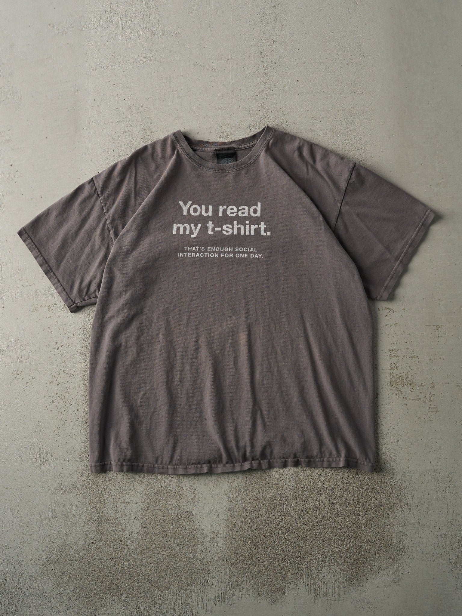 Vintage Y2K Grey "You Read My T-Shirt..." Tee (M/L)