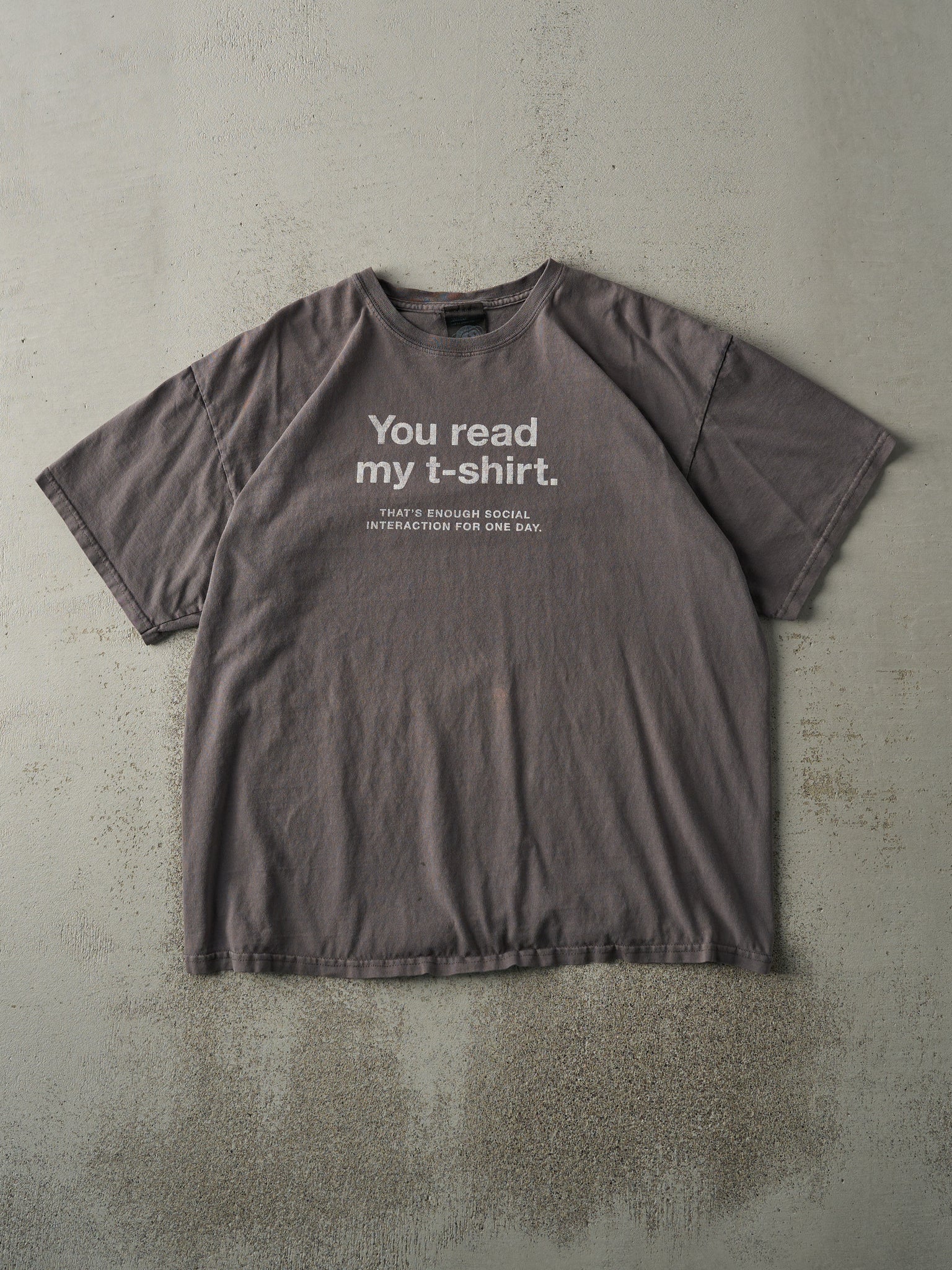 Vintage Y2K Grey "You Read My T-Shirt..." Tee (M/L)