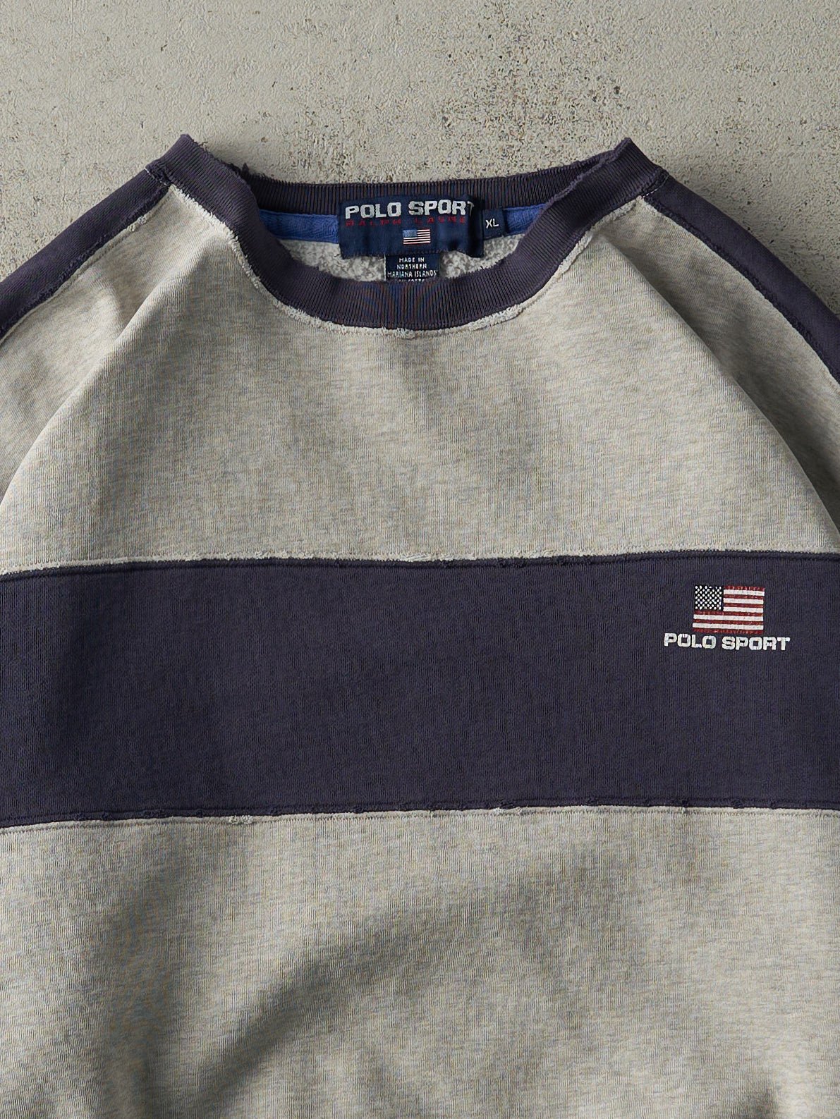 Vintage 90s Grey & Navy Polo Sport by Ralph Lauren Boxy Crewneck (M)