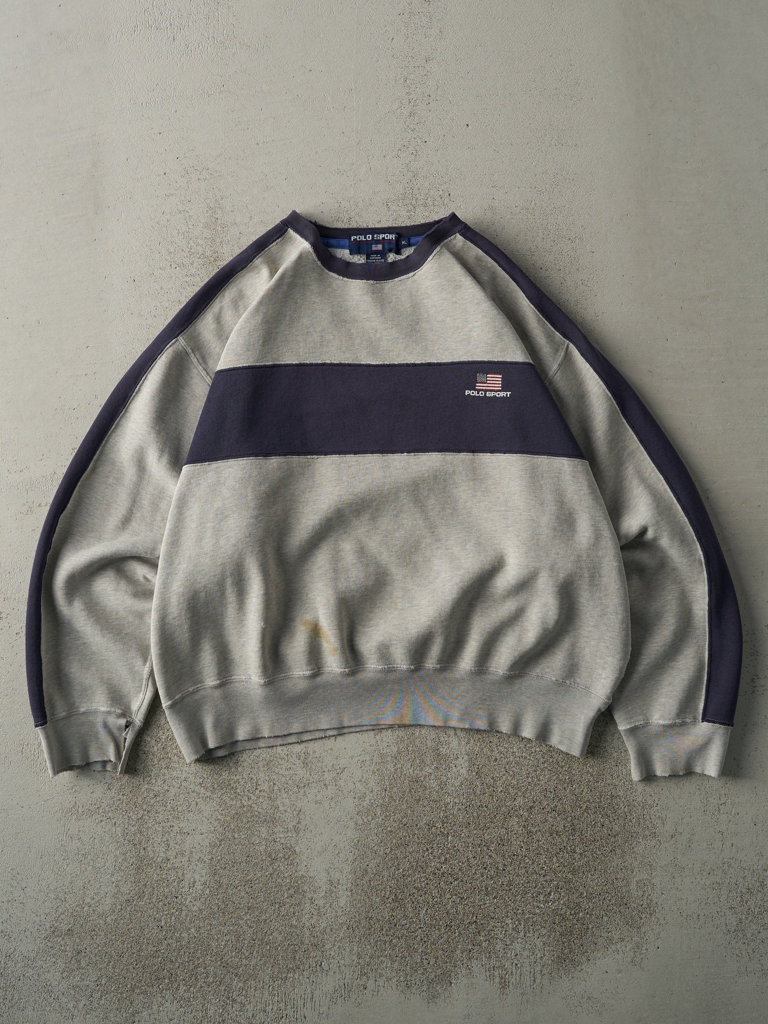 Vintage 90s Grey & Navy Polo Sport by Ralph Lauren Boxy Crewneck (M)