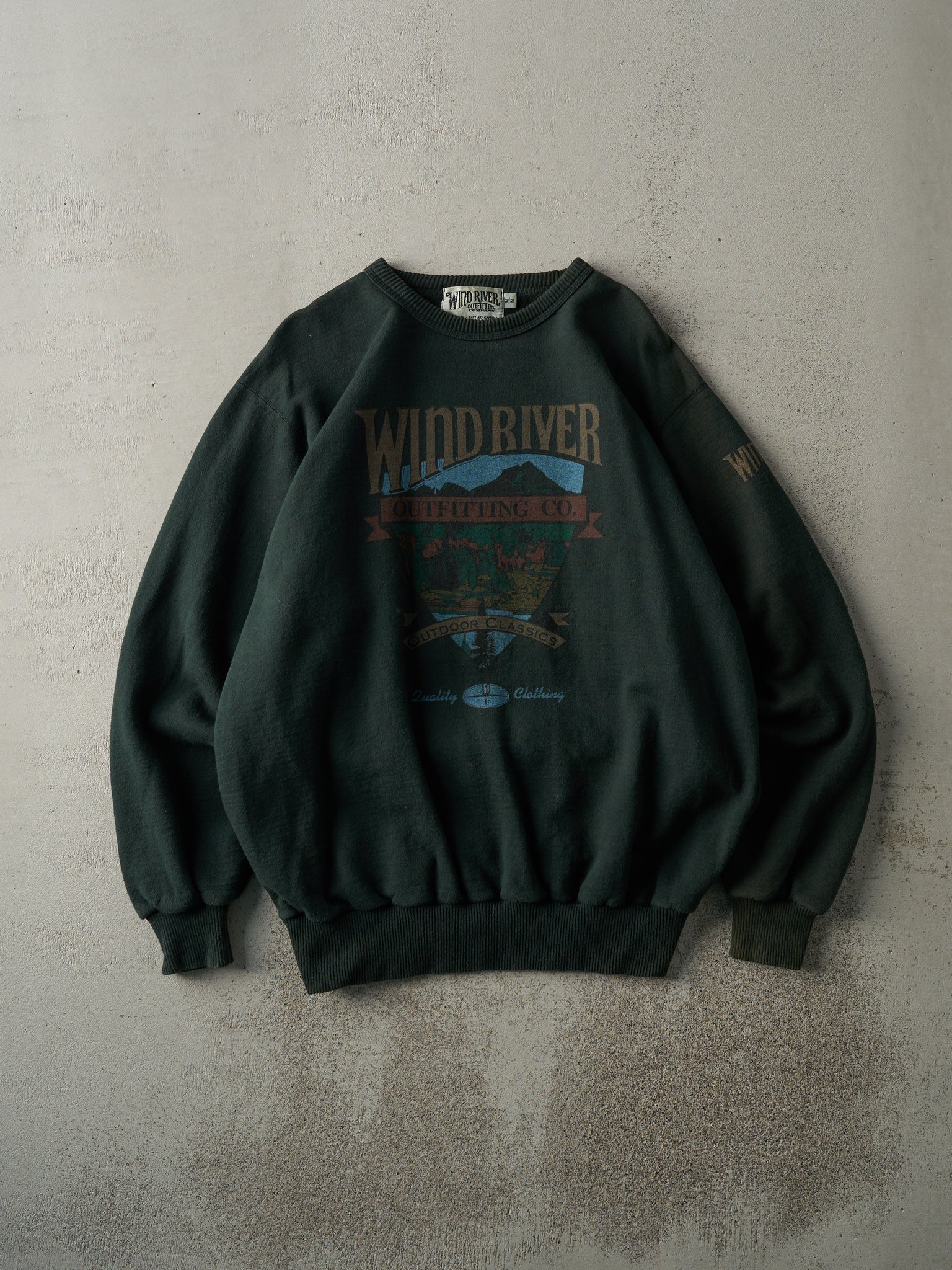 Vintage 90s Green Wind River Outfitting Co. Crewneck (L)