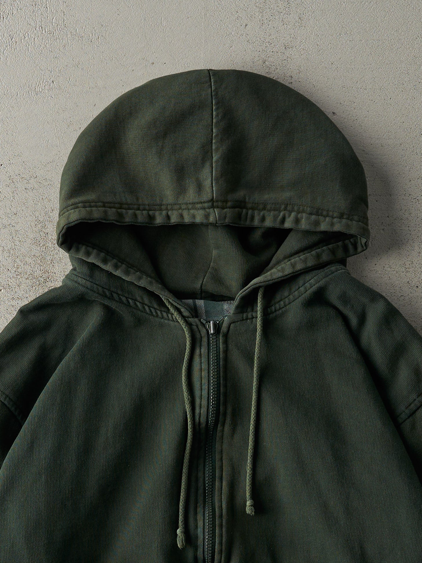 Vintage 90s Forest Green Reversible Flannel Zip Up Hoodie (M)