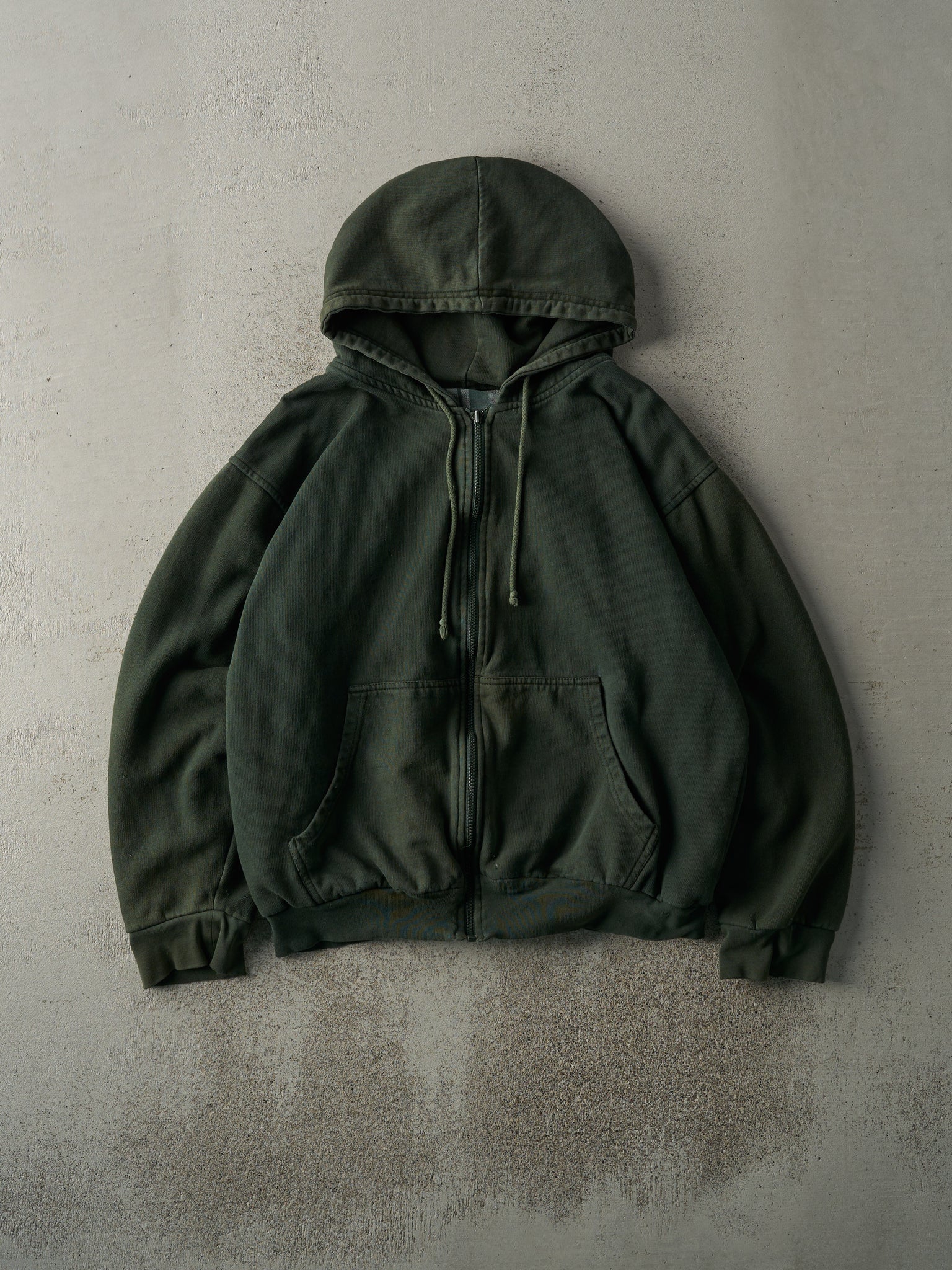 Vintage 90s Forest Green Reversible Flannel Zip Up Hoodie (M)