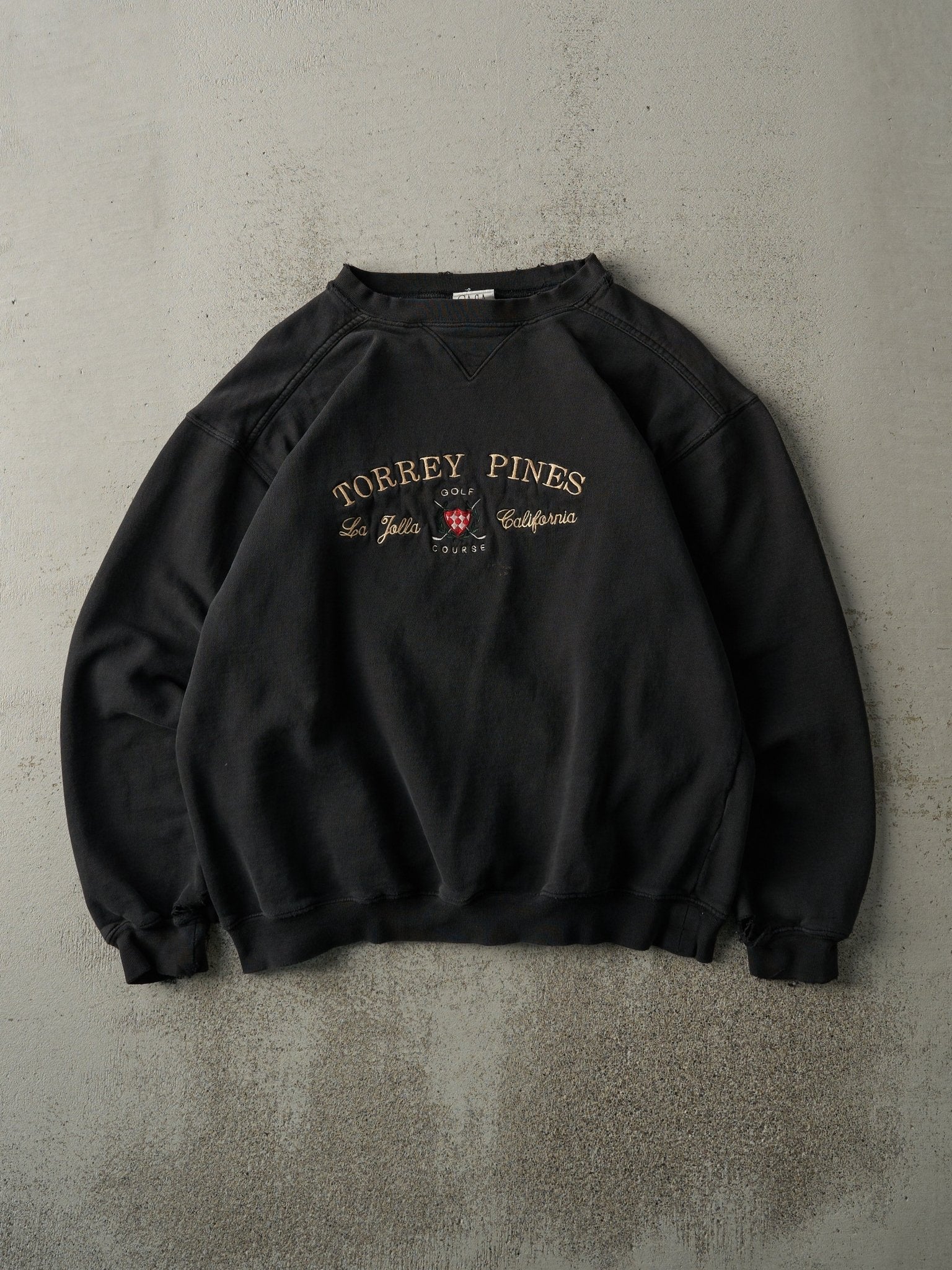 Vintage 90s Black Embroidered Torrey Pines Golf Course Crewneck (M)