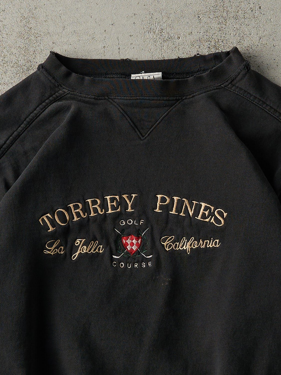 Vintage 90s Black Embroidered Torrey Pines Golf Course Crewneck (M)