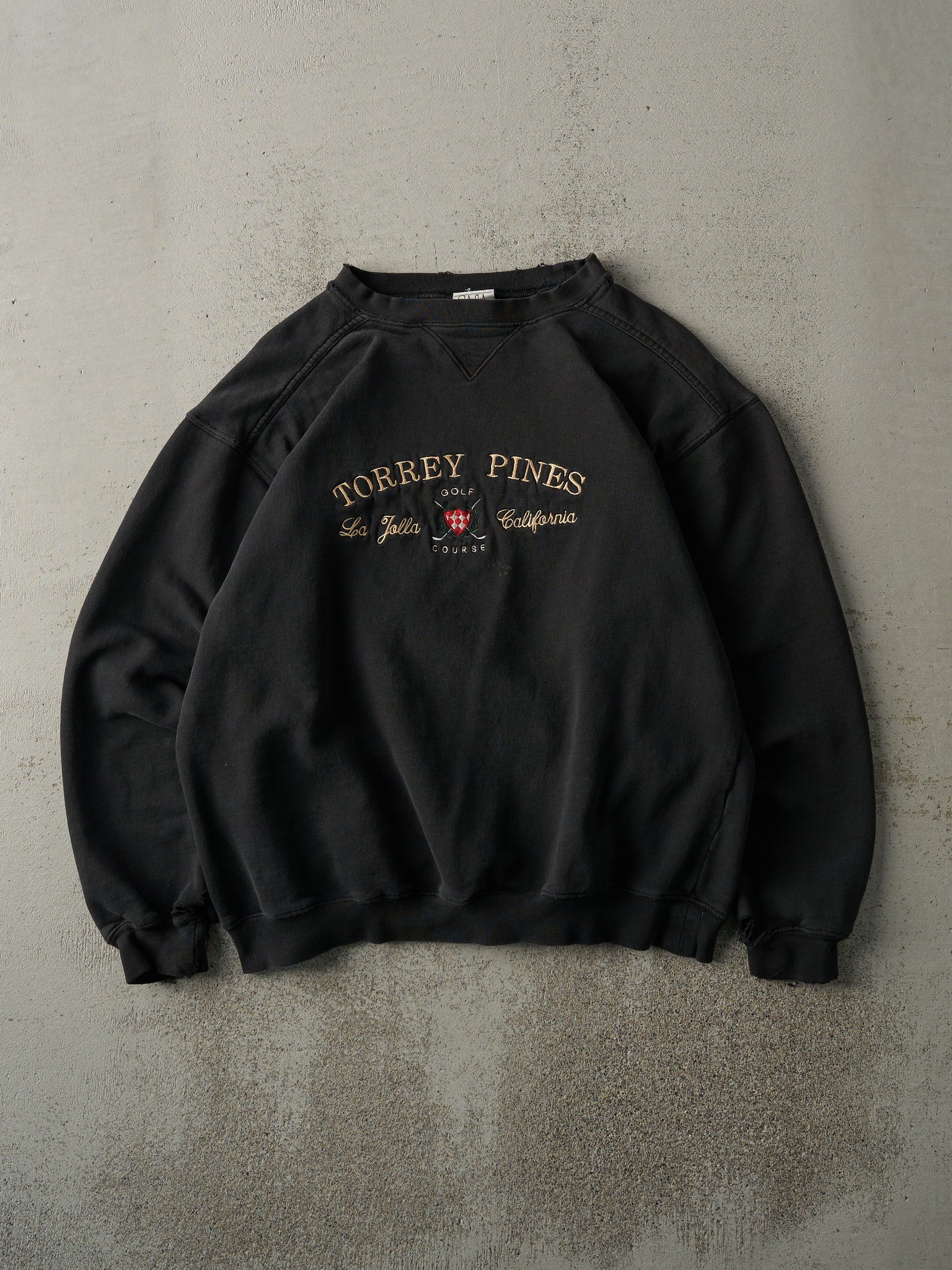 Vintage 90s Black Embroidered Torrey Pines Golf Course Crewneck (M)