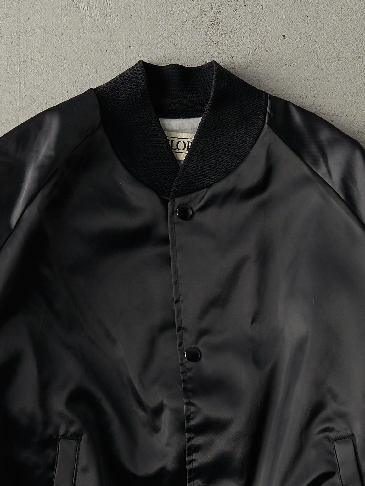 Vintage 90s Black Satin Bomber Jacket (S)