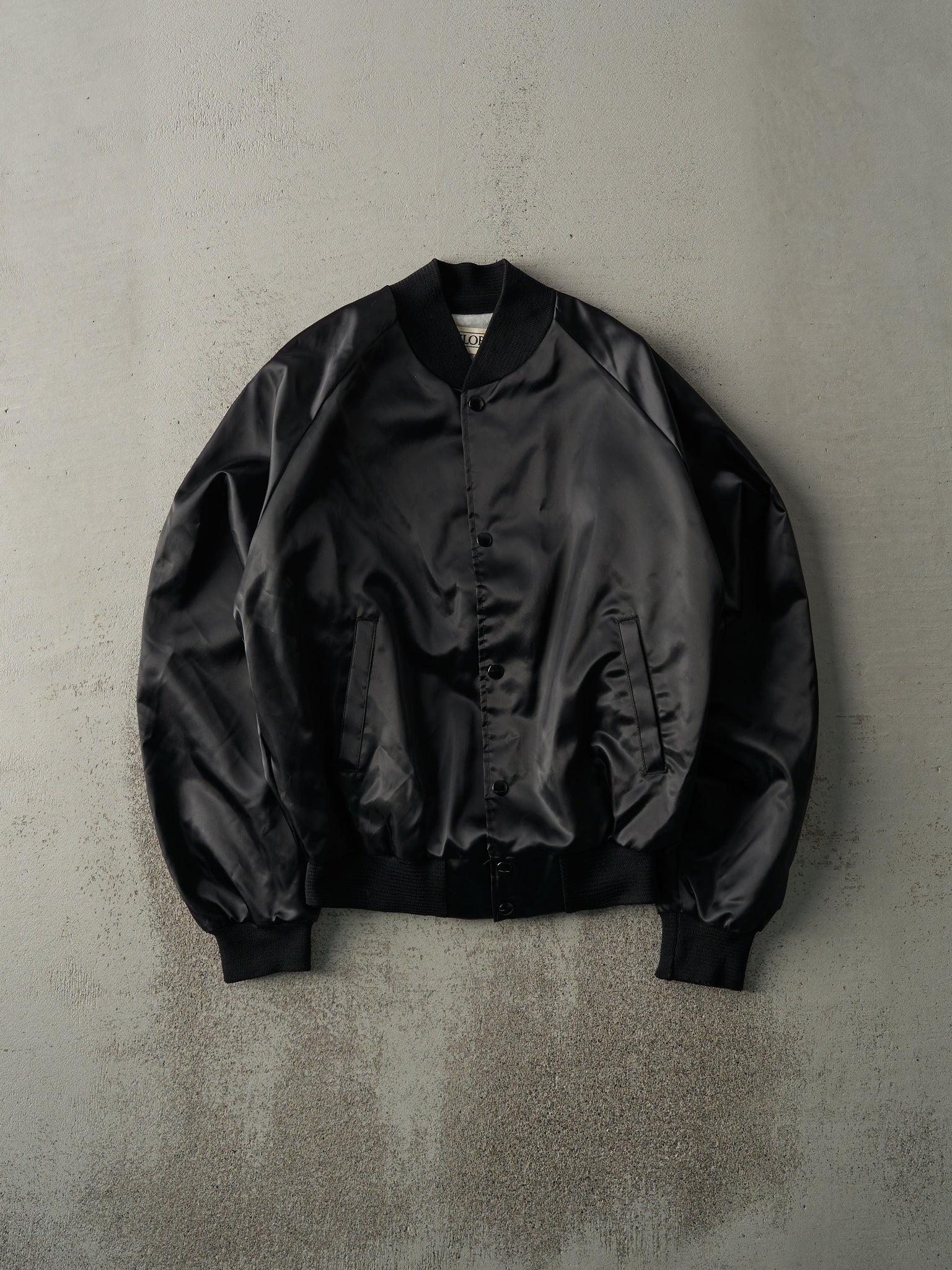 Vintage 90s Black Satin Bomber Jacket (S)