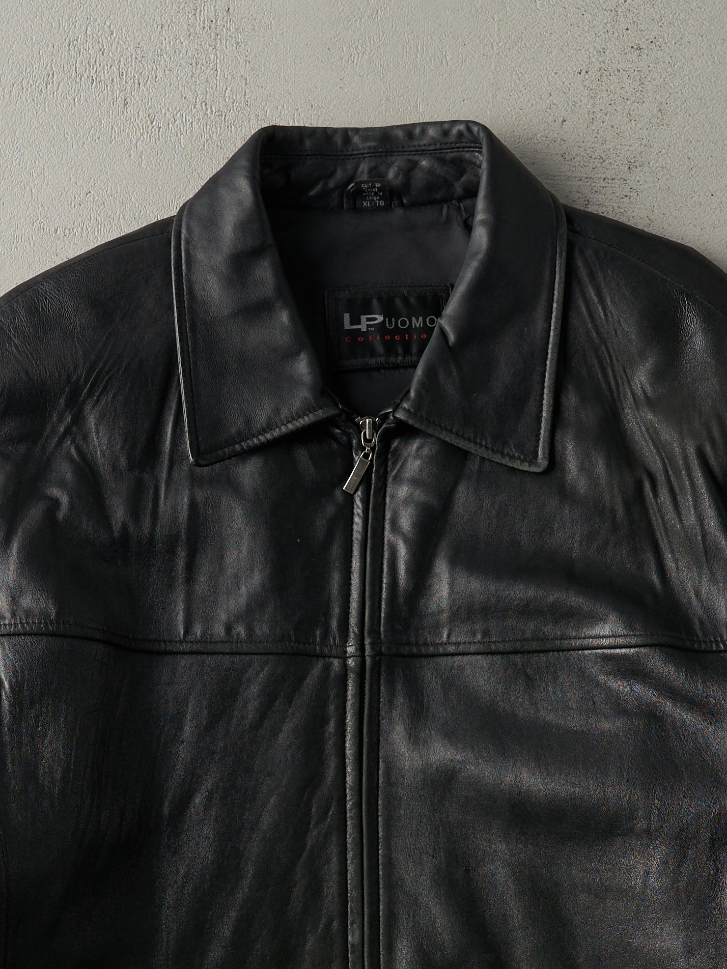 Vintage 90s Black LP UOMO Leather Jacket (L)