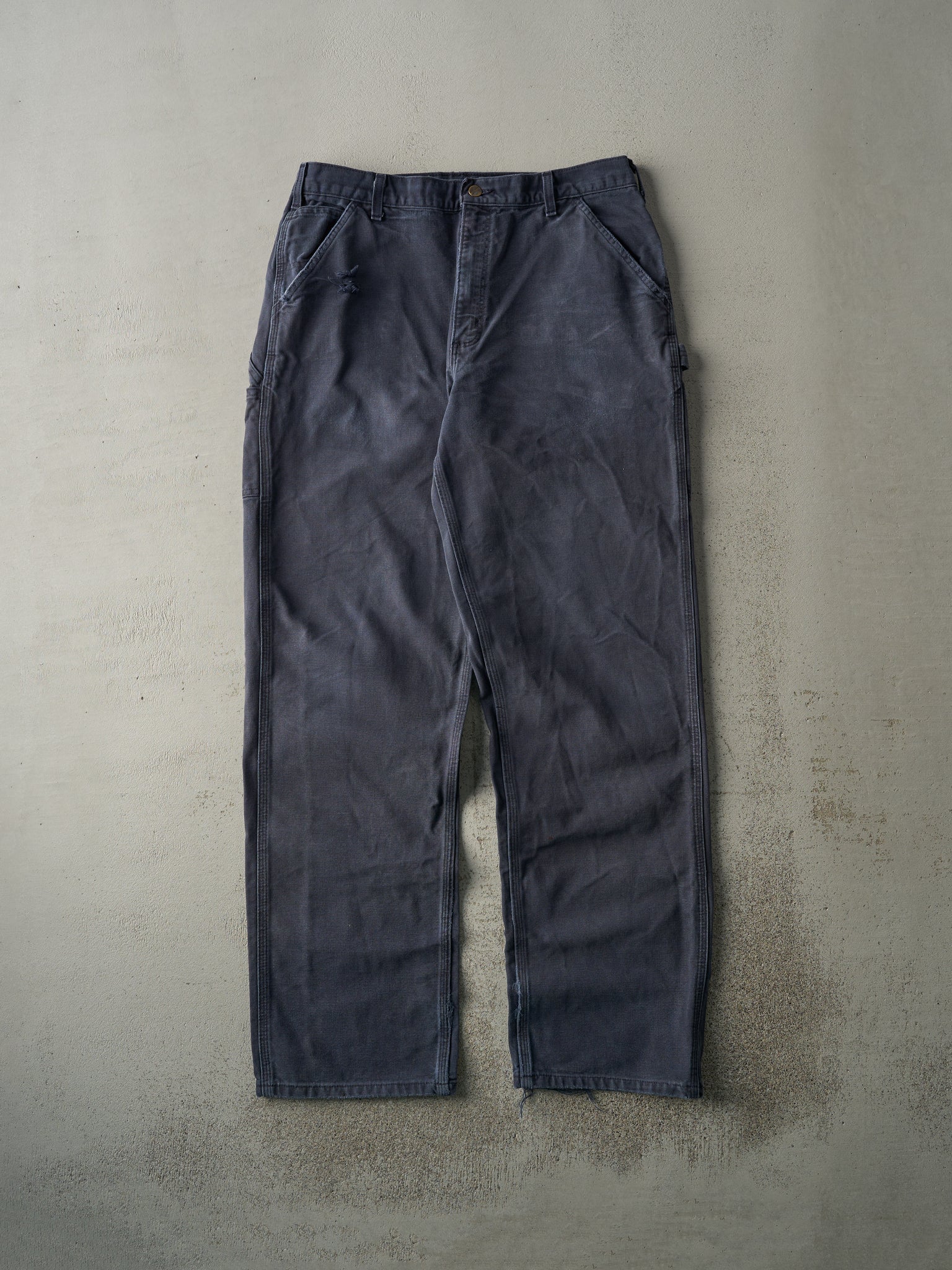 Vintage 90s Washed Navy Blue Dungaree Fit Carhartt Carpenter Pants (34x34)