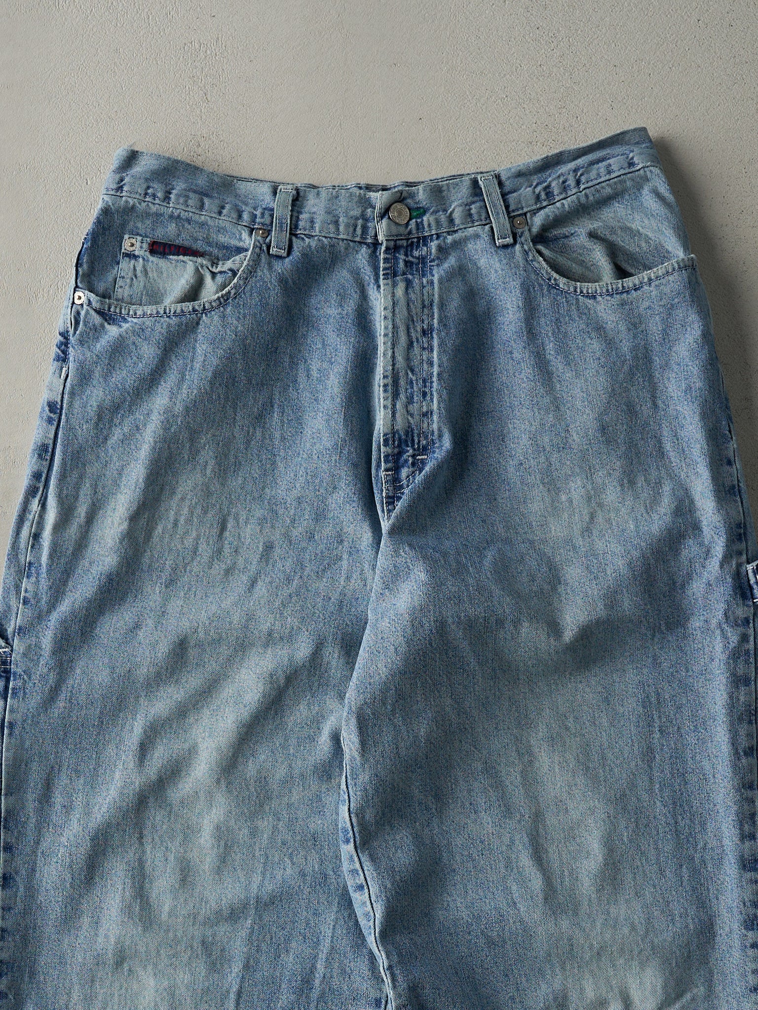 Vintage 90s Light Wash Tommy Hilfiger Carpenter Jeans (34x31.5)