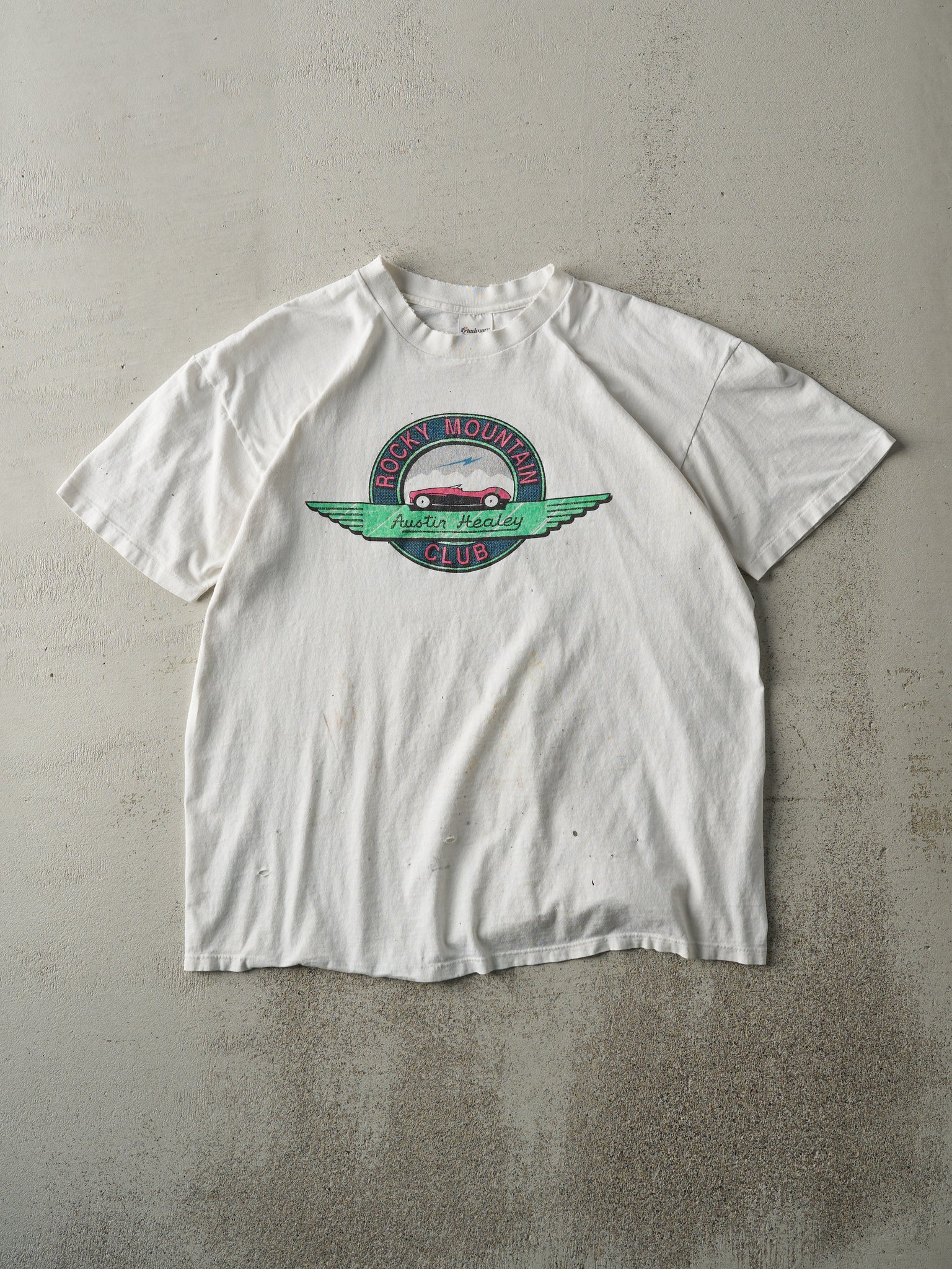 Vintage 90s White Austin Healey Rocky Mountain Club Tee (M)