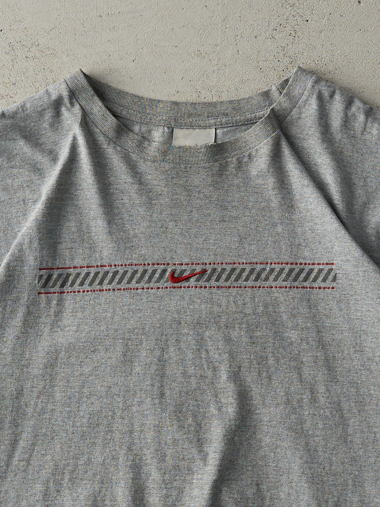 Vintage Y2K Grey Embroidered Nike Logo Tee (L)