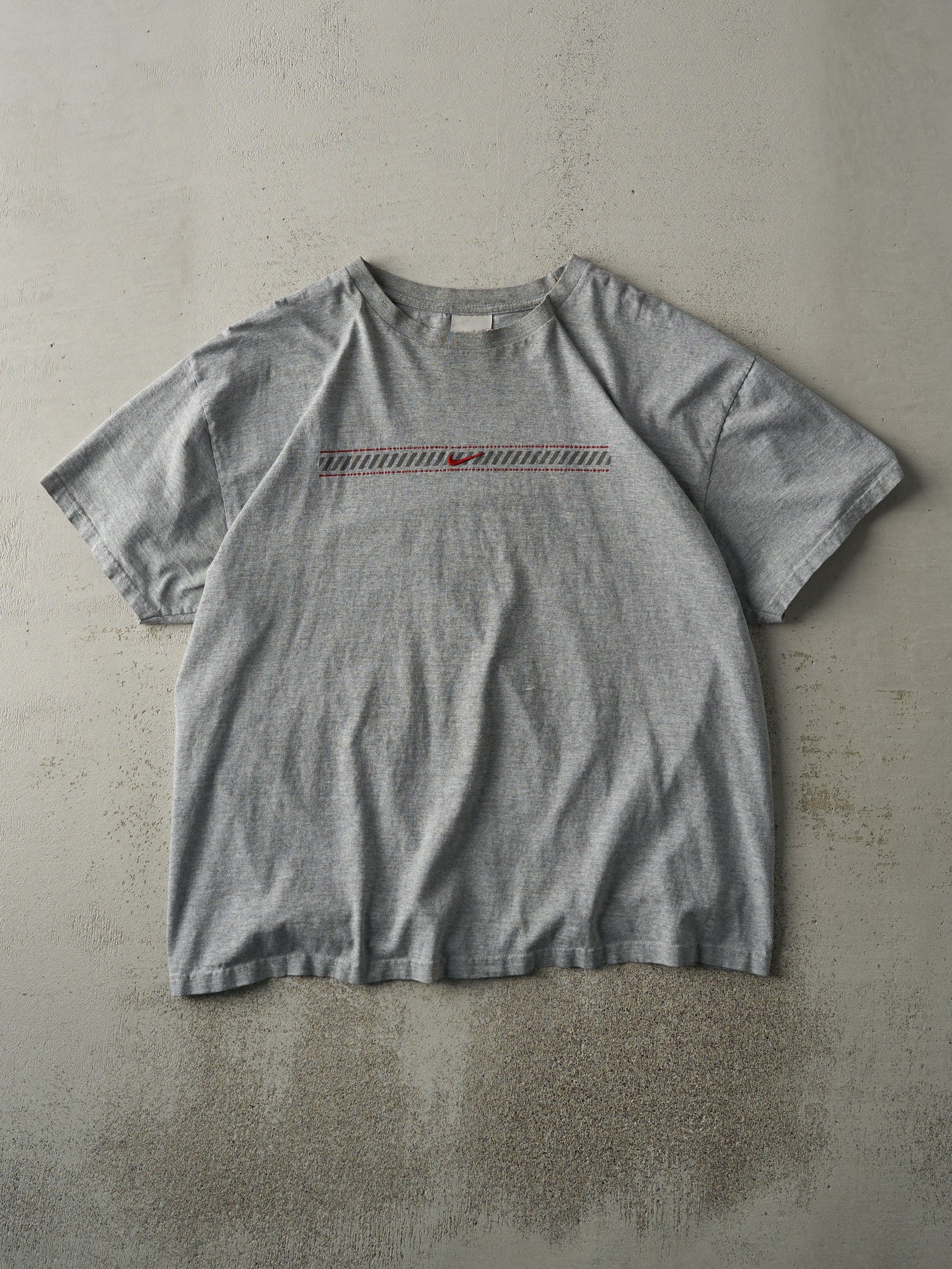 Vintage Y2K Grey Embroidered Nike Logo Tee (L)