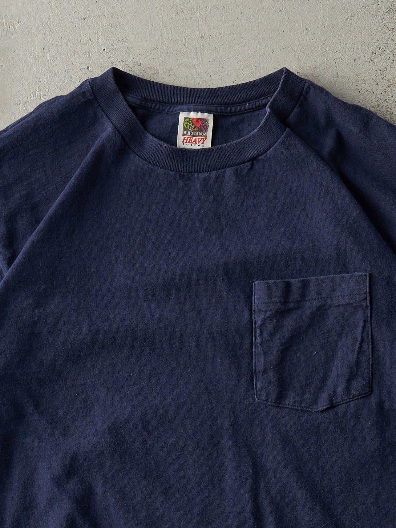 Vintage 90s Navy Blue Blank Pocket Tee (M)