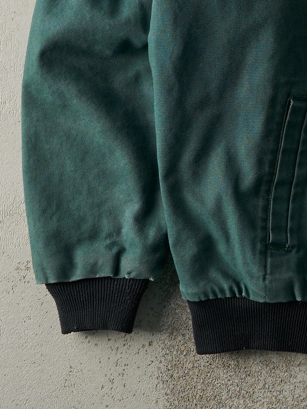 Vintage 90s Faded Green Workwear Blanket Lined Bomber Jacket (XL)