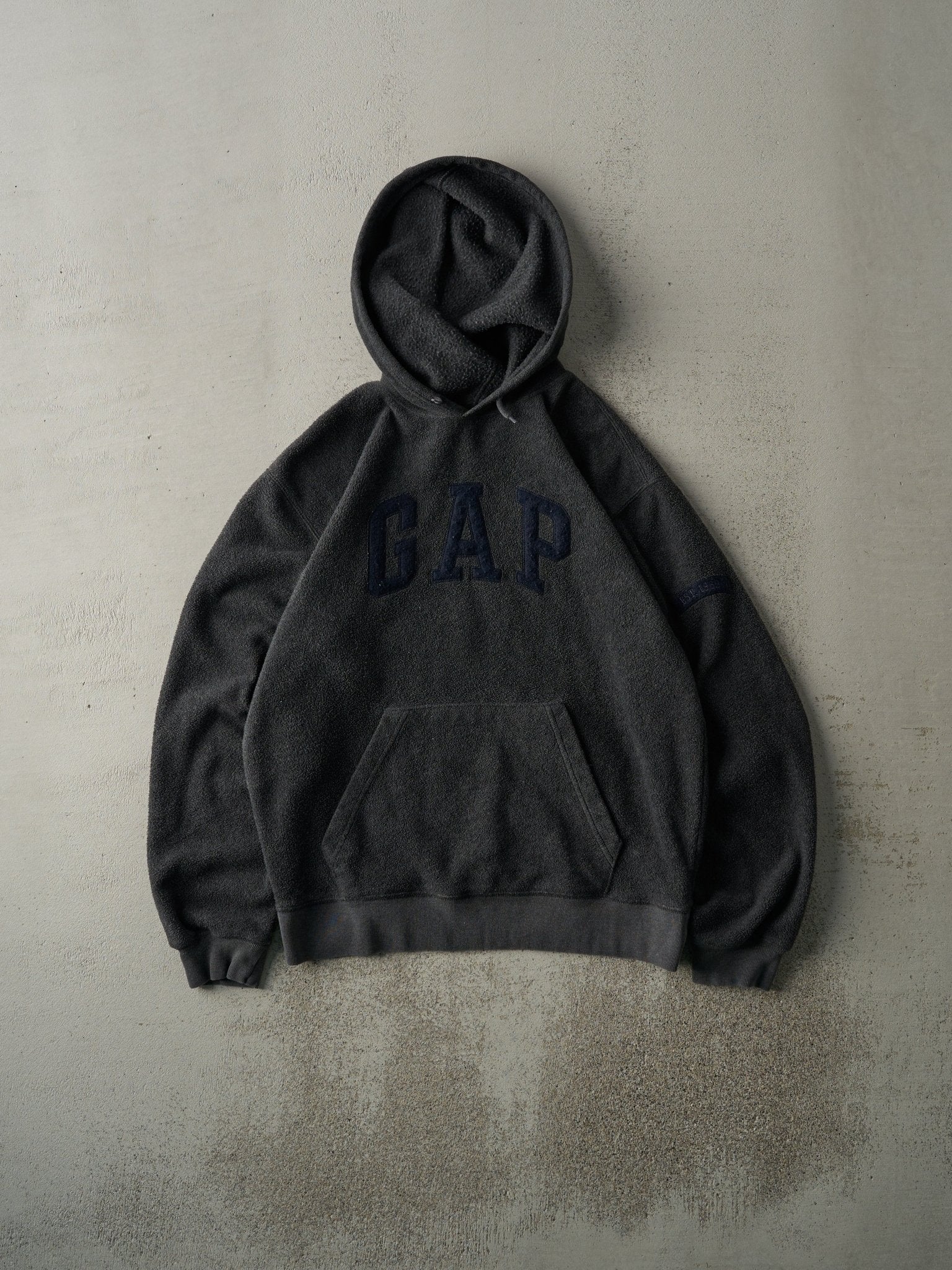 Vintage 90s Charcoal Grey Gap Fleece Hoodie (M)