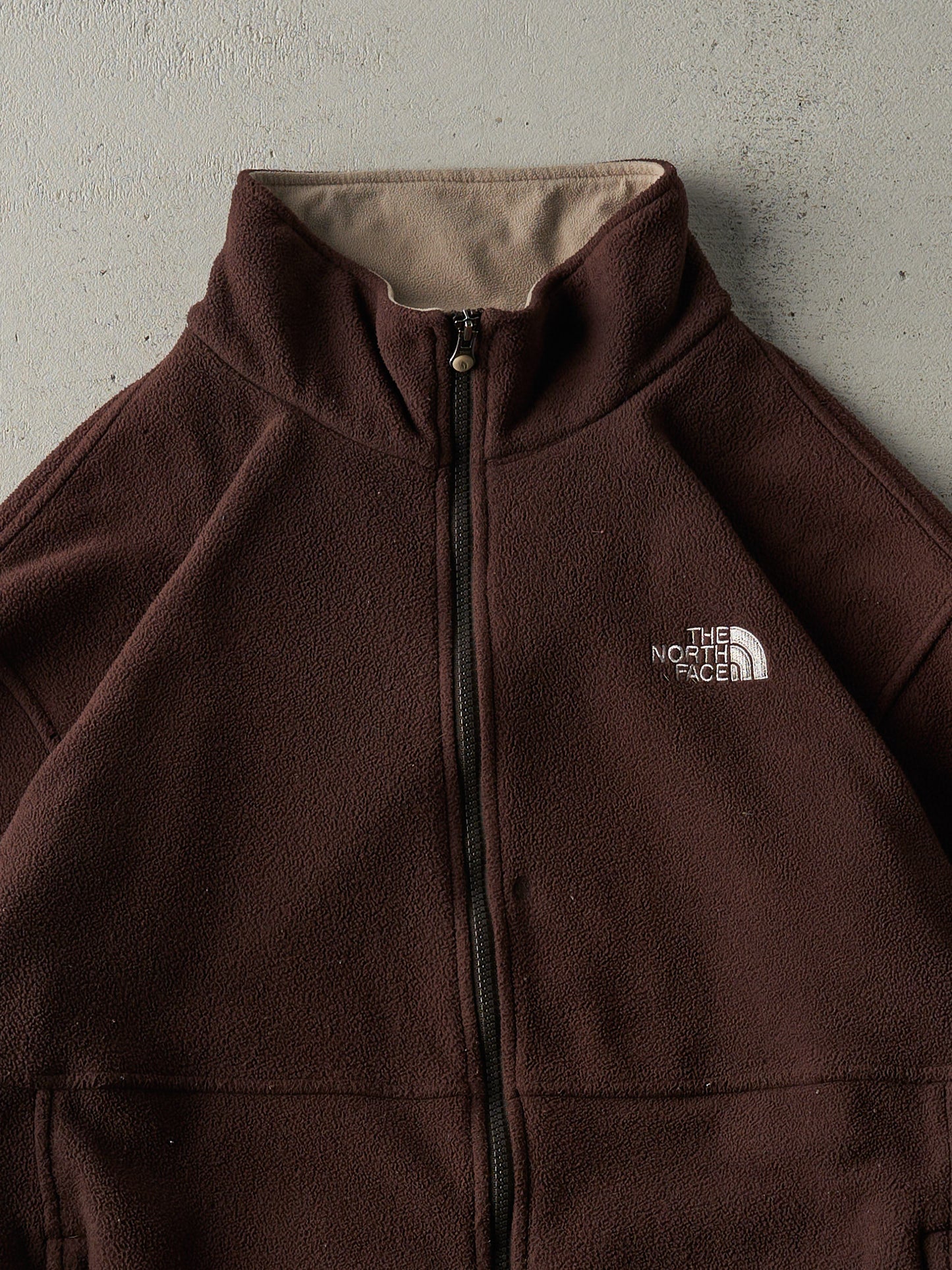 Vintage Y2K Brown The North Face Zip Up Fleece Sweater (L)