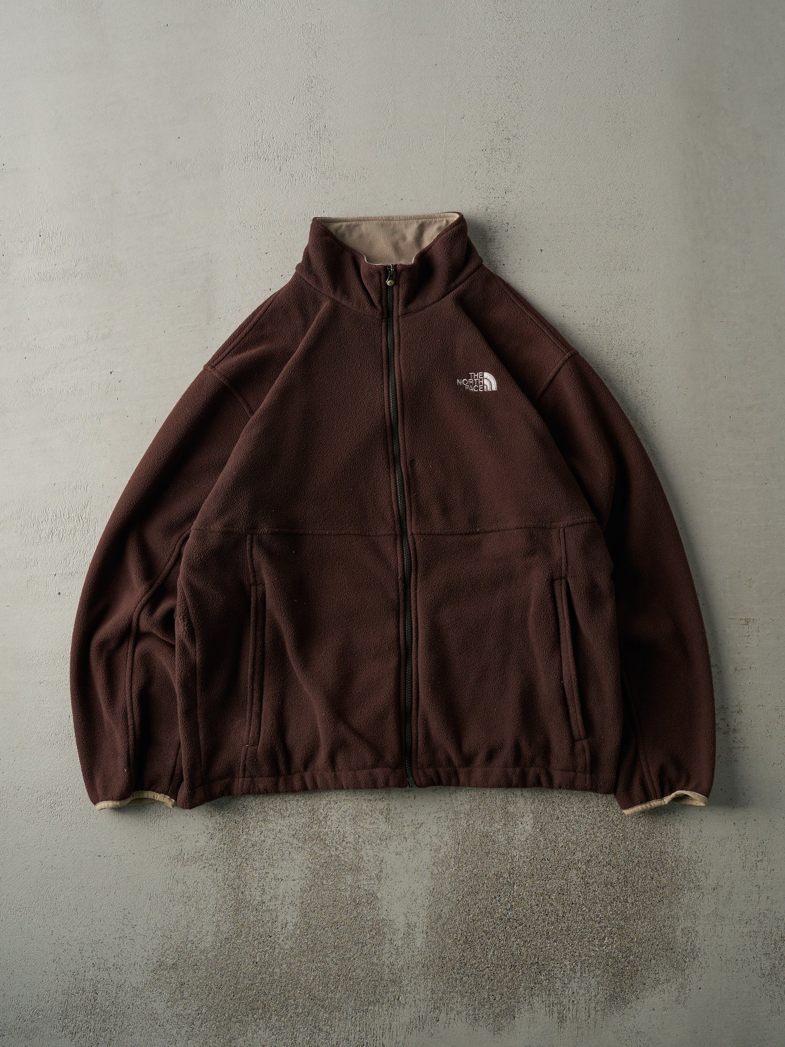 Vintage Y2K Brown The North Face Zip Up Fleece Sweater (L)