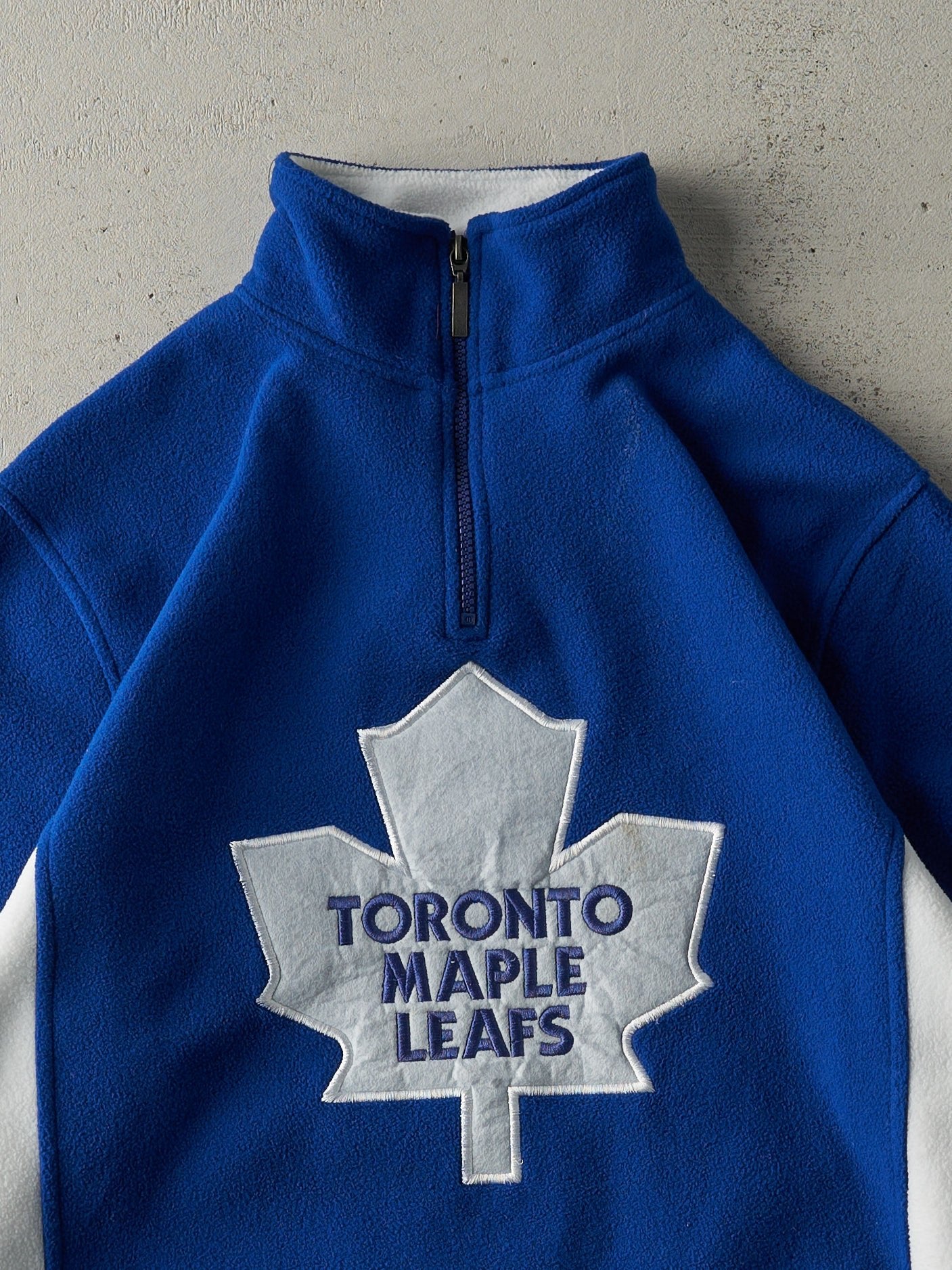 Vintage Y2K Blue & White Toronto Maple Leafs Fleece Quarter Zip Sweater (M/L)