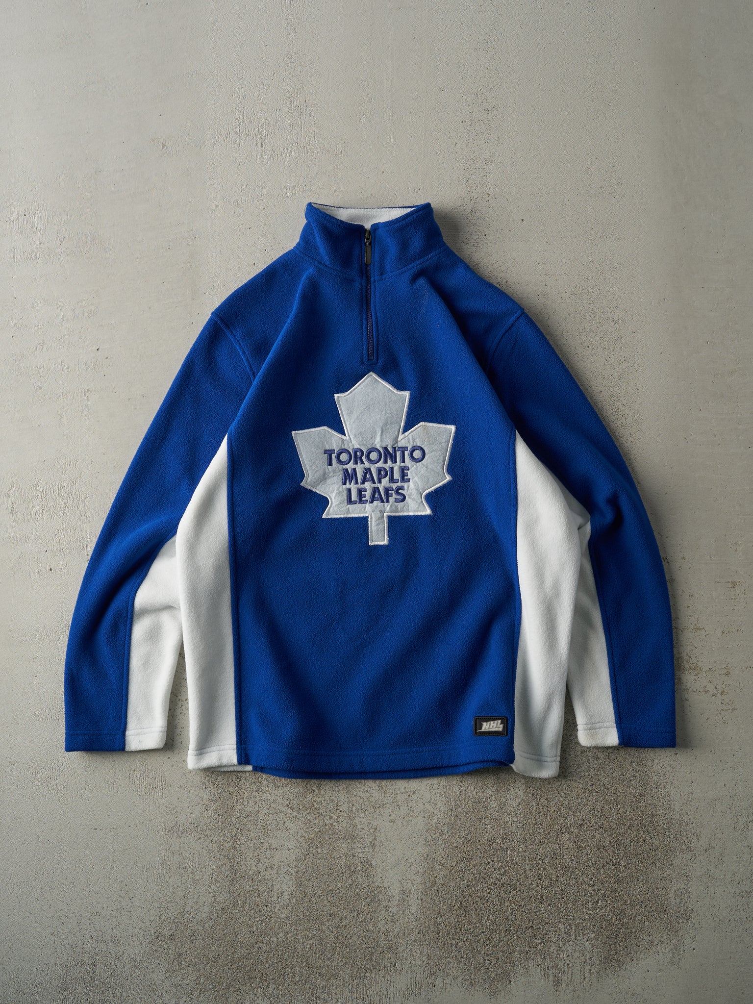 Vintage Y2K Blue & White Toronto Maple Leafs Fleece Quarter Zip Sweater (M/L)