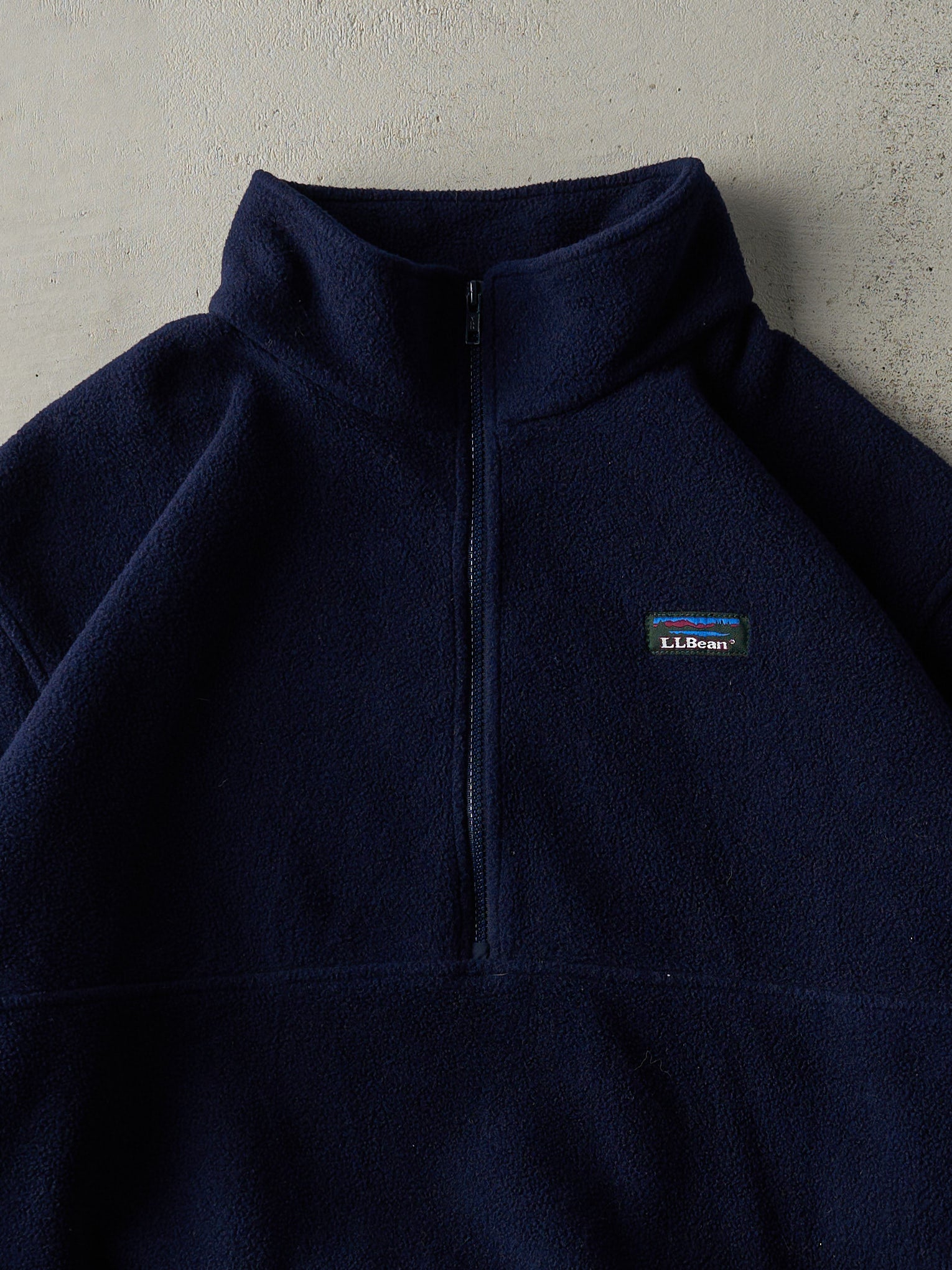 Vintage 80s Navy Blue LL Bean Quarter Zip Fleece Sweater (XXL)
