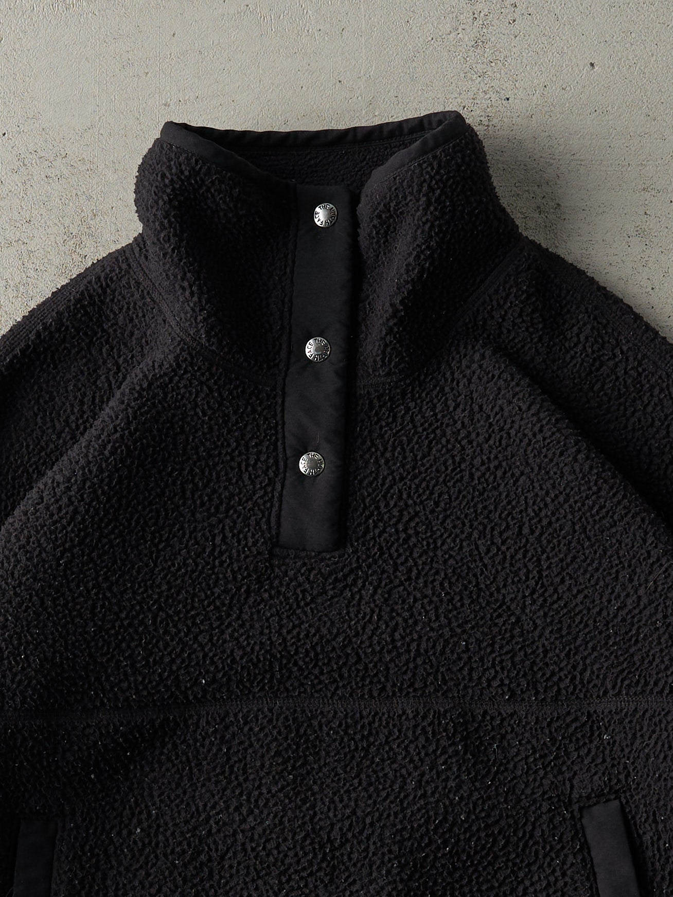 Vintage 90s Black Quarter Button The North Face Sherpa Fleece Boxy Sweater (M/L)