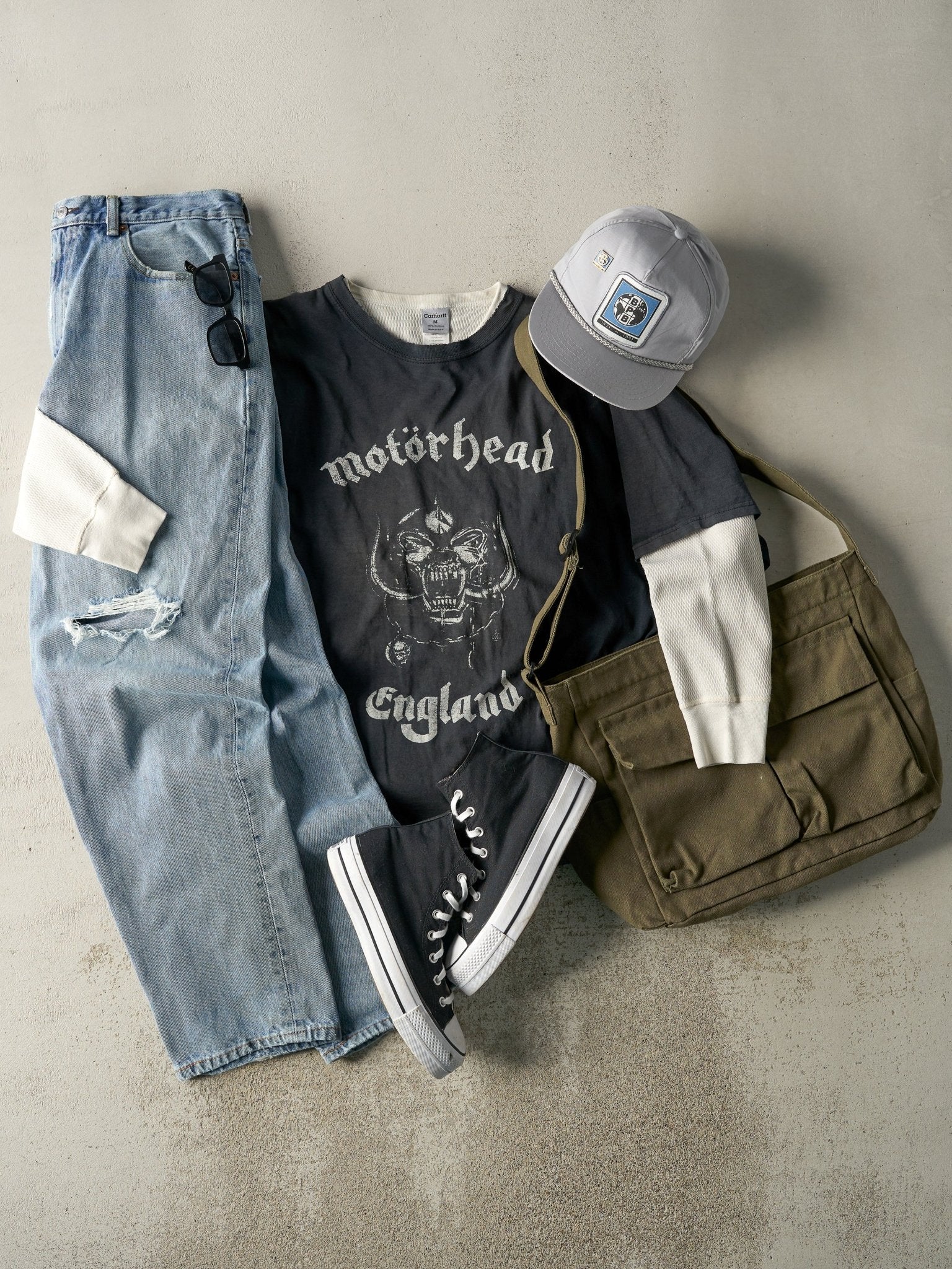 Vintage Y2K Sun Faded Black Motorhead Tee (L)