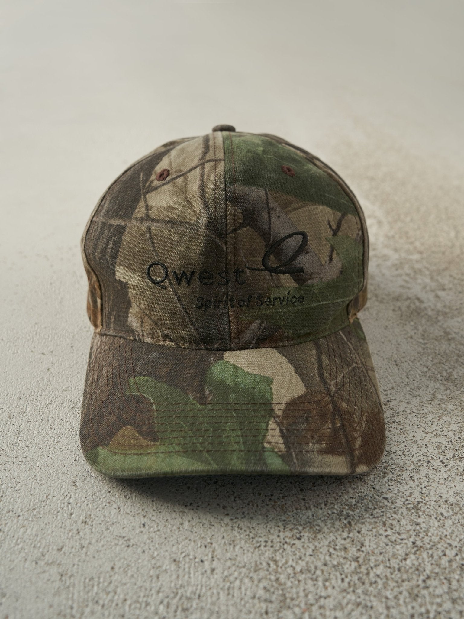 Vintage Y2K Camo Qwest Spirit of Service Embroidered Strapback