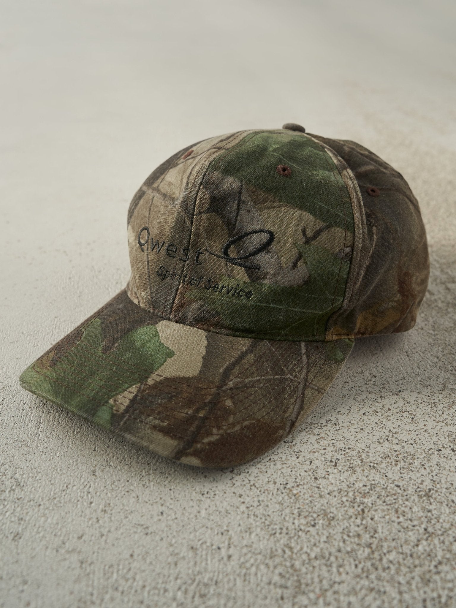 Vintage Y2K Camo Qwest Spirit of Service Embroidered Strapback
