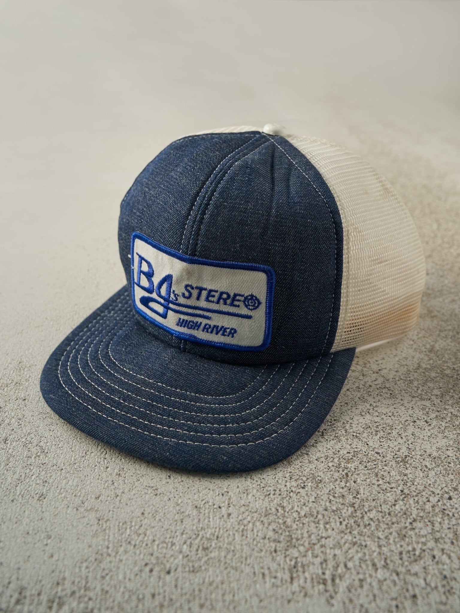 Vintage 80s Denim Bg's Stereo Foam Trucker Hat