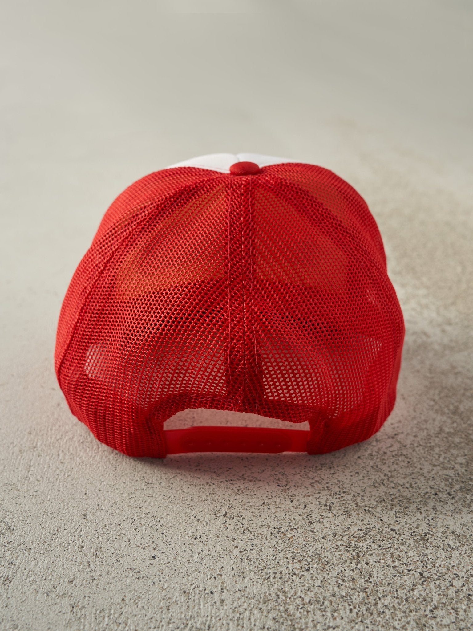 Vintage 80s Red & White Woodridge Mercury Lincoln Foam Trucker