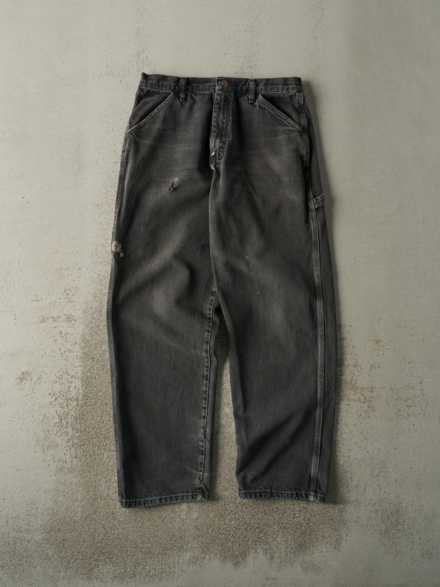 Vintage 90s Faded Black Rustler Carpenter Denim Pants (31x31)