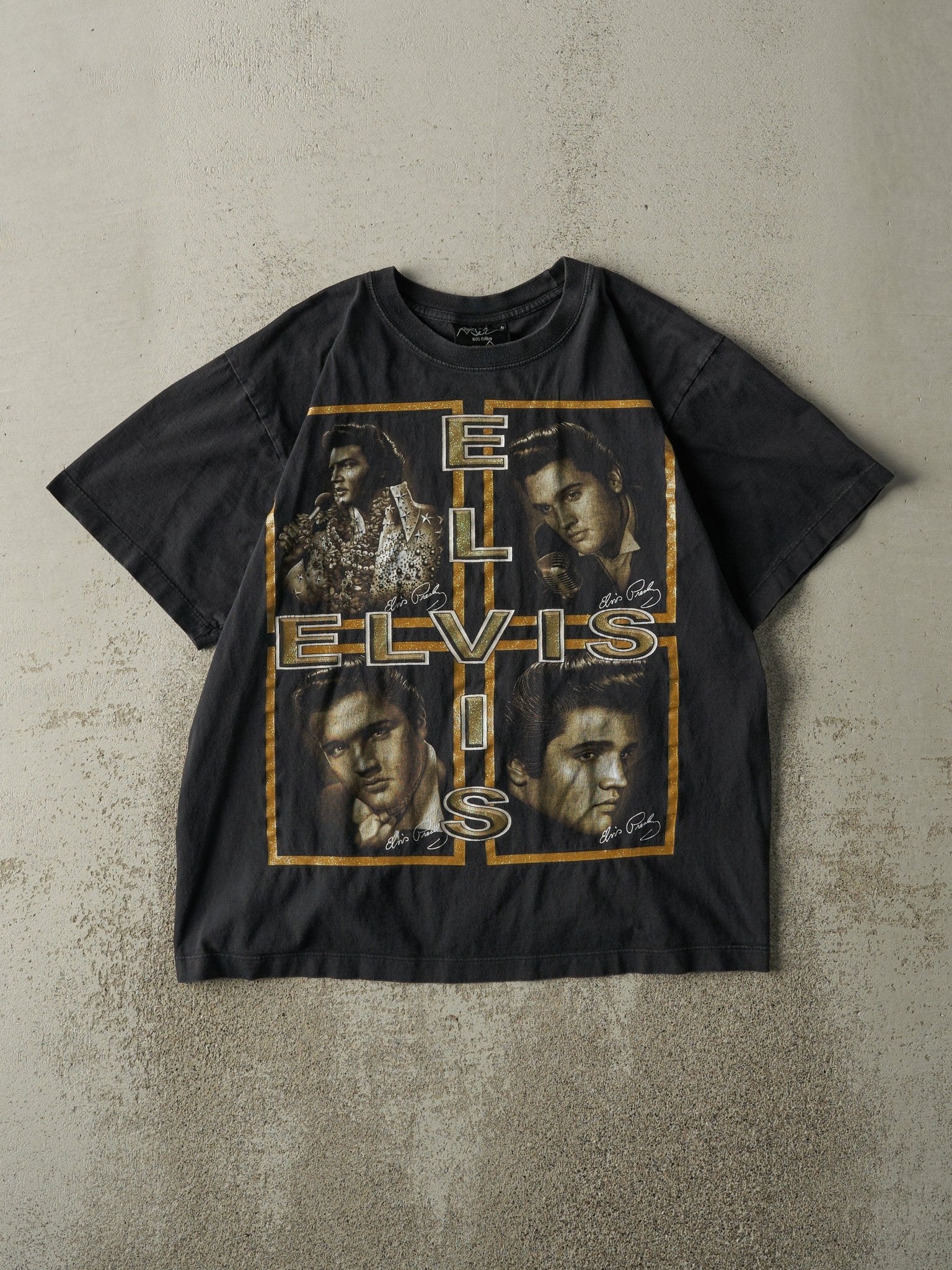 Vintage Y2K Black Elvis Presley Love Me Tender Tee (M/L)