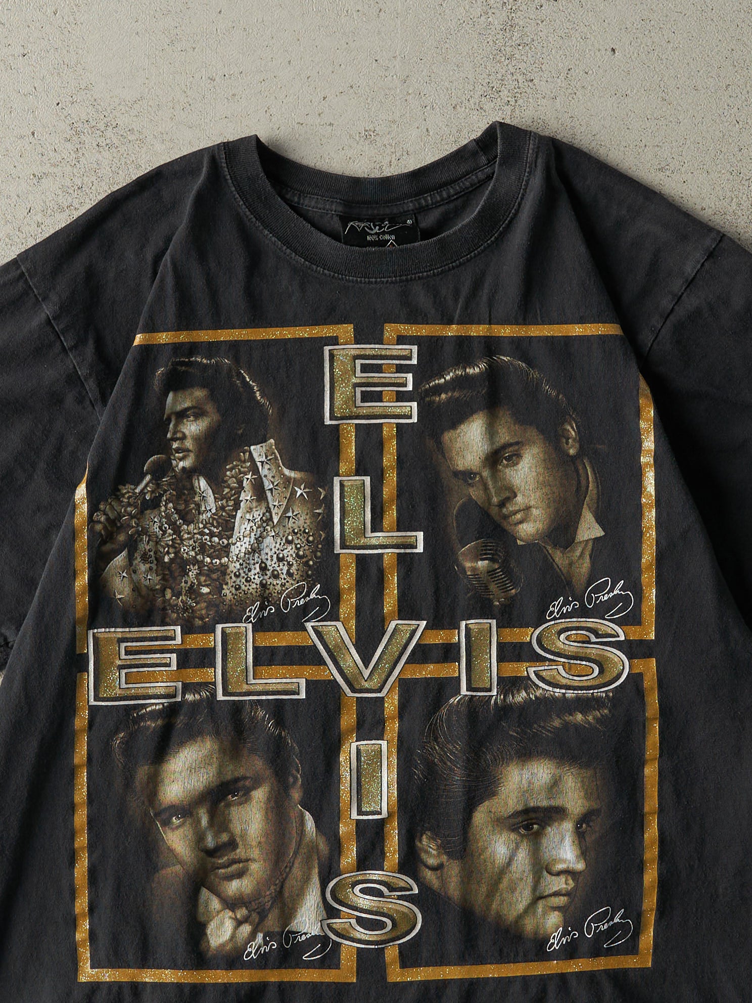 Vintage Y2K Black Elvis Presley Love Me Tender Tee (M/L)