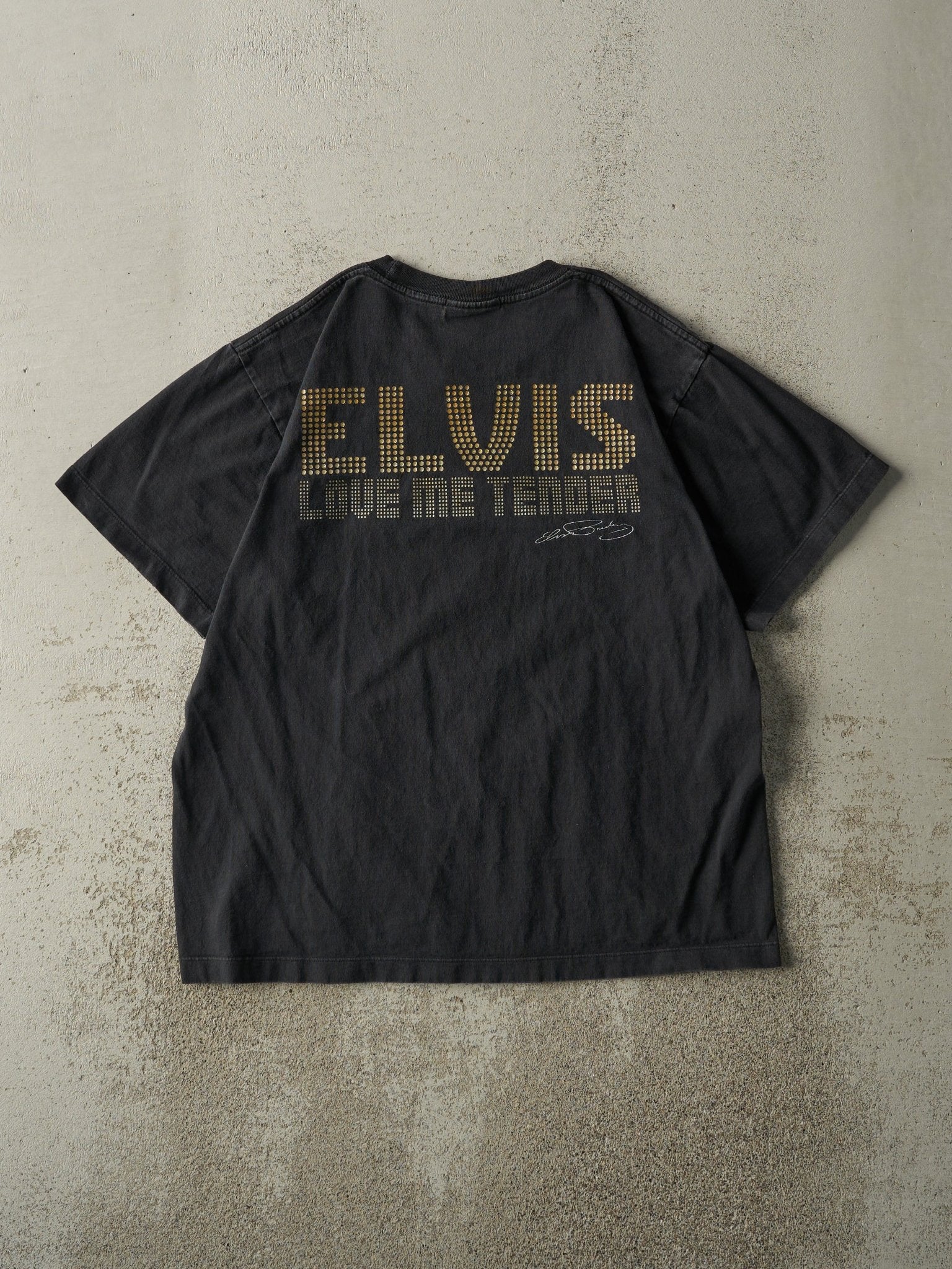 Vintage Y2K Black Elvis Presley Love Me Tender Tee (M/L)