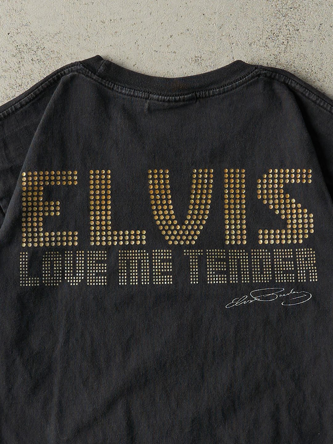 Vintage Y2K Black Elvis Presley Love Me Tender Tee (M/L)