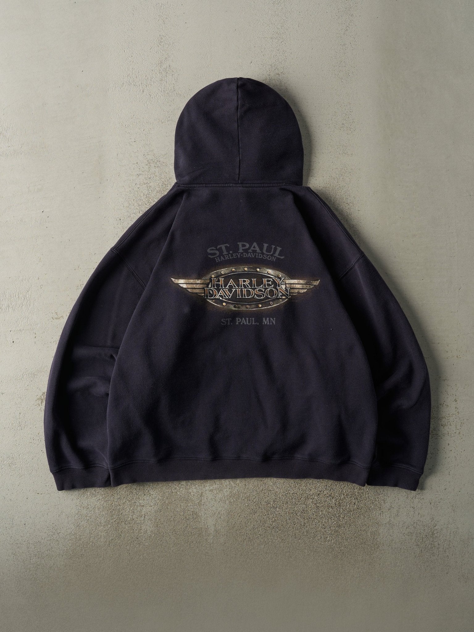 Vintage 07' Navy Blue St. Paul MN Harley Davidson Hoodie (XXL)