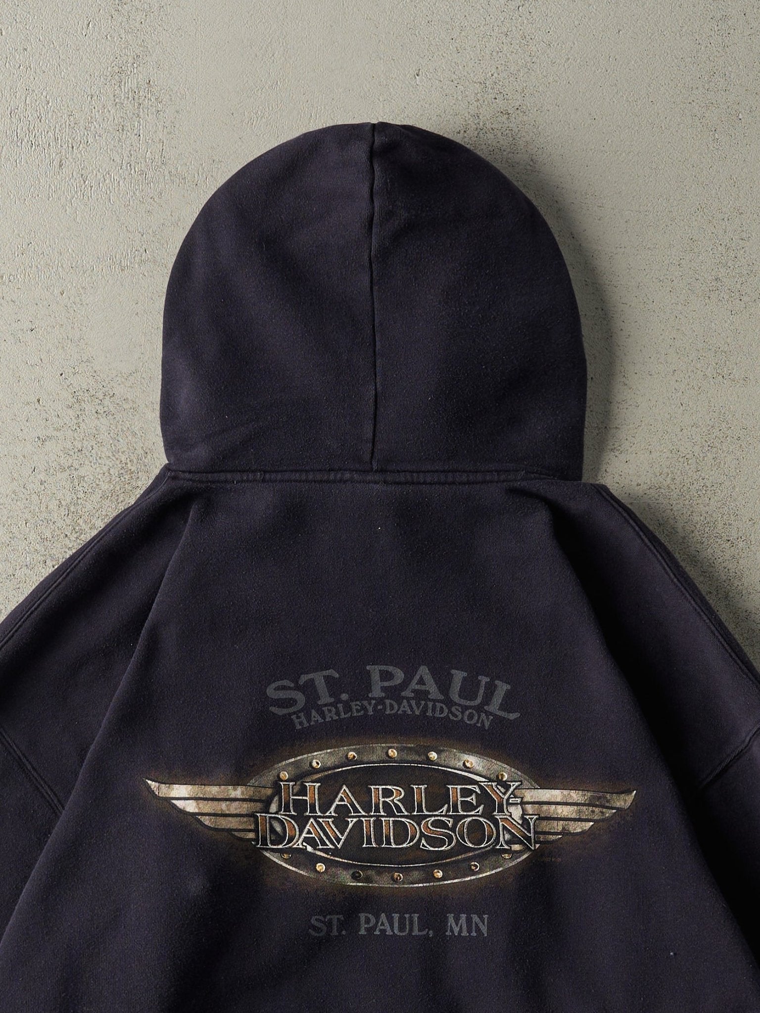 Vintage 07' Navy Blue St. Paul MN Harley Davidson Hoodie (XXL)