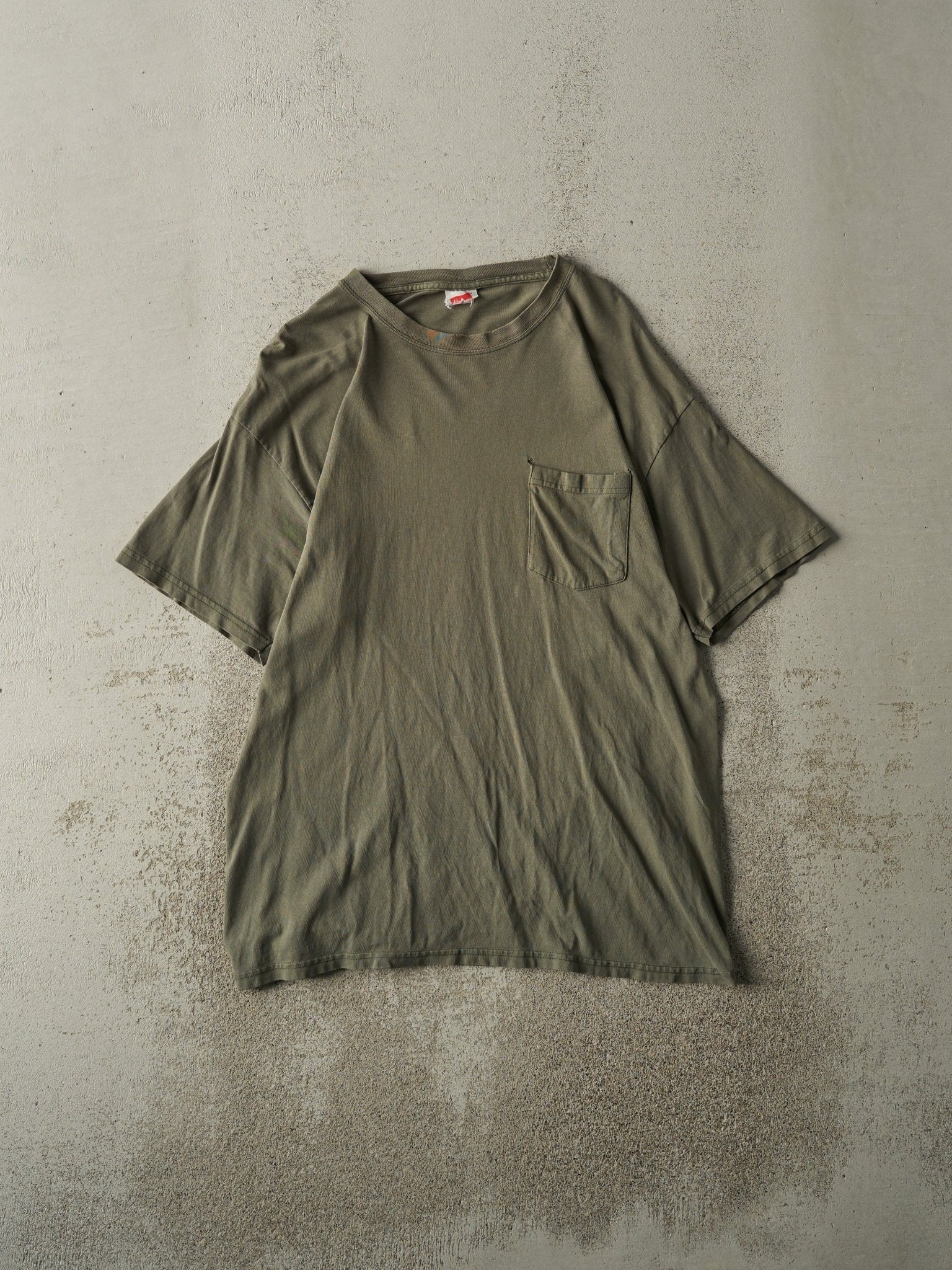 Vintage Y2K Green Blank Pocket Tee (S/M)