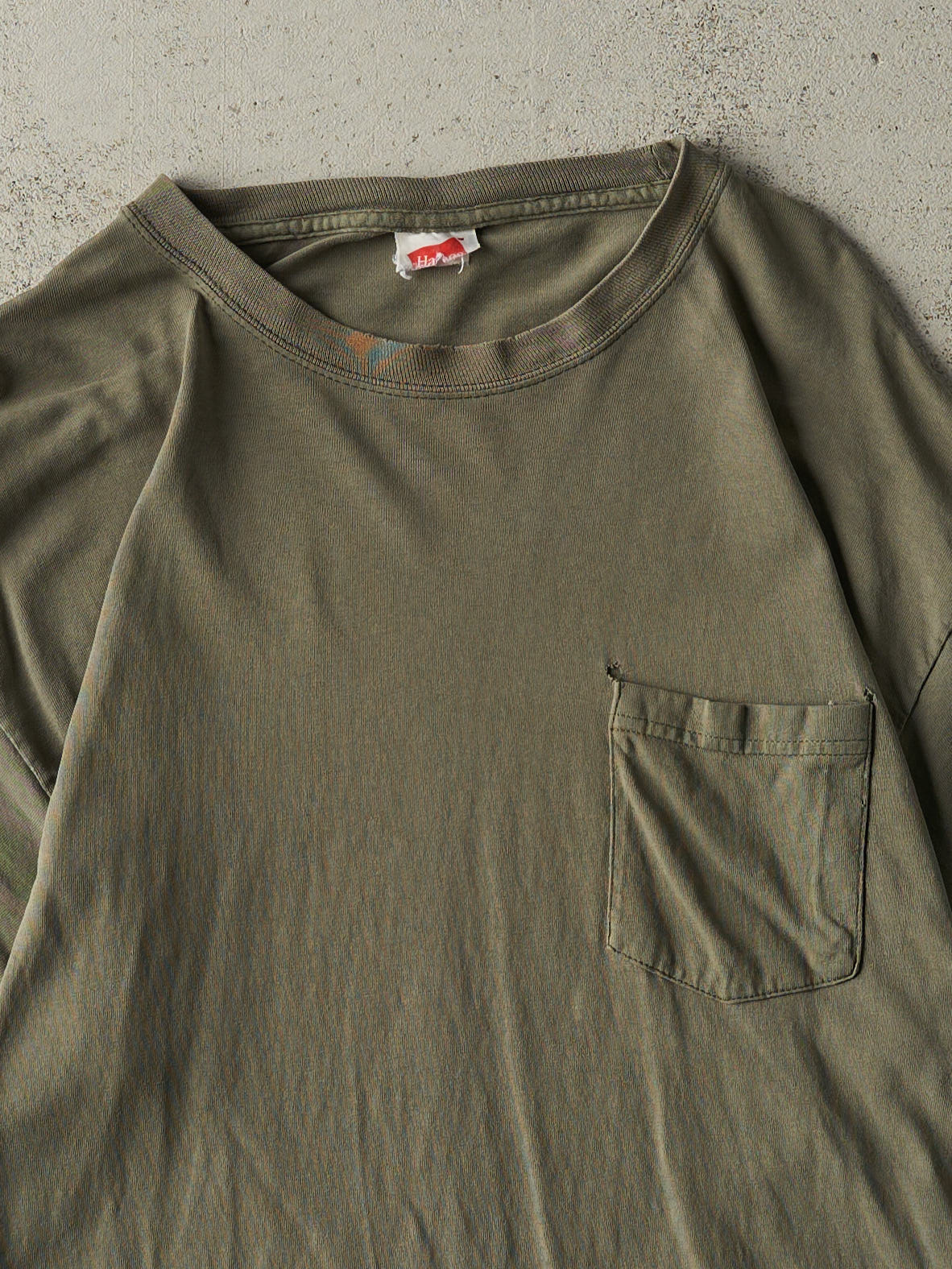 Vintage Y2K Green Blank Pocket Tee (S/M)