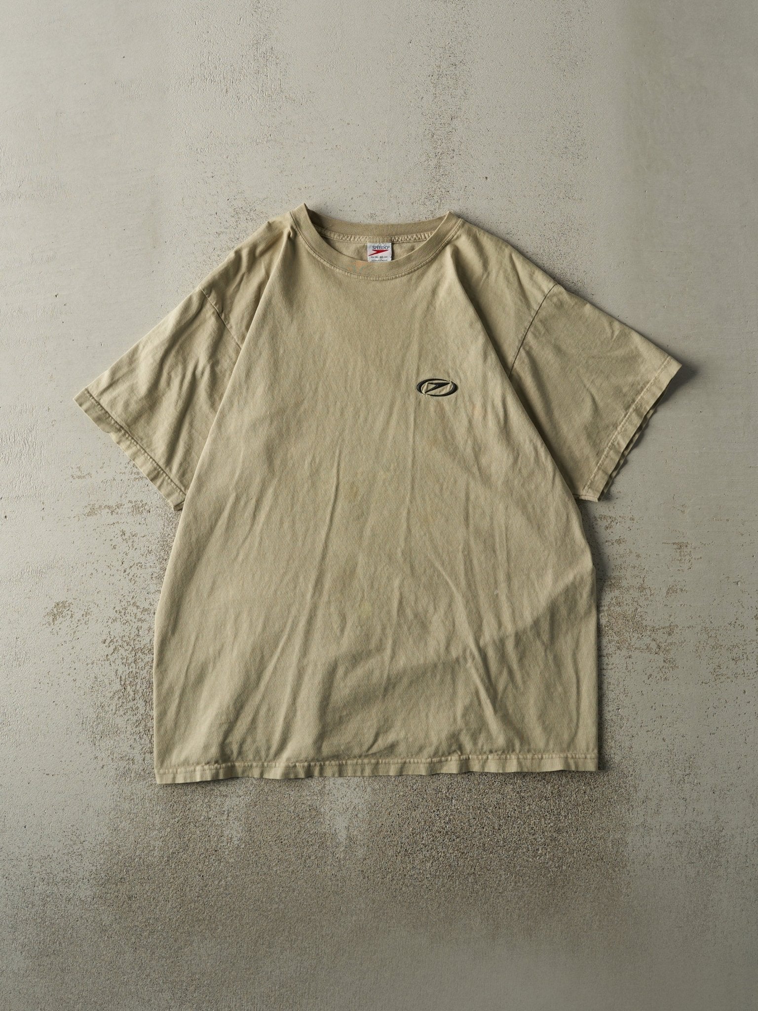 Vintage 90s Beige Embroidered Speedo Logo Tee (L)