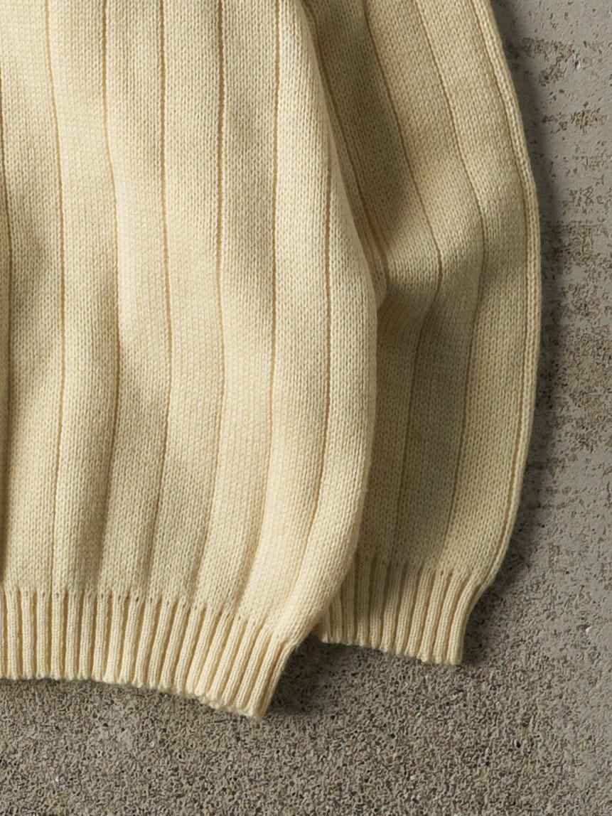 Vintage 90s Beige & Brown Striped Mock Neck Knit (M/L)