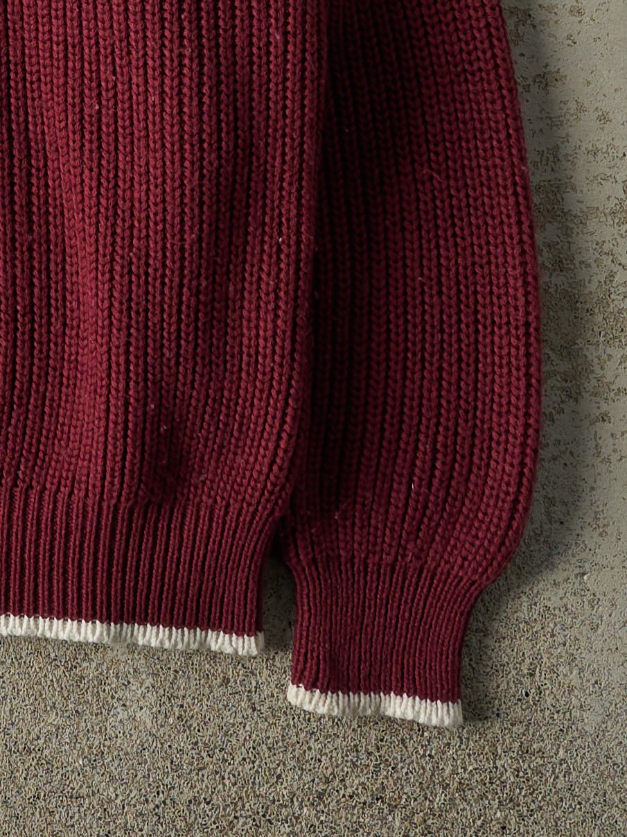 Vintage 80s Burgundy Ecological Trend Knit Pullover (M)