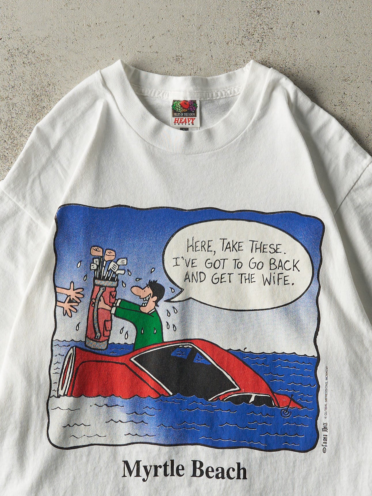 Vintage 90s White Myrtle Beach Slogan Single Stitch Tee (M)
