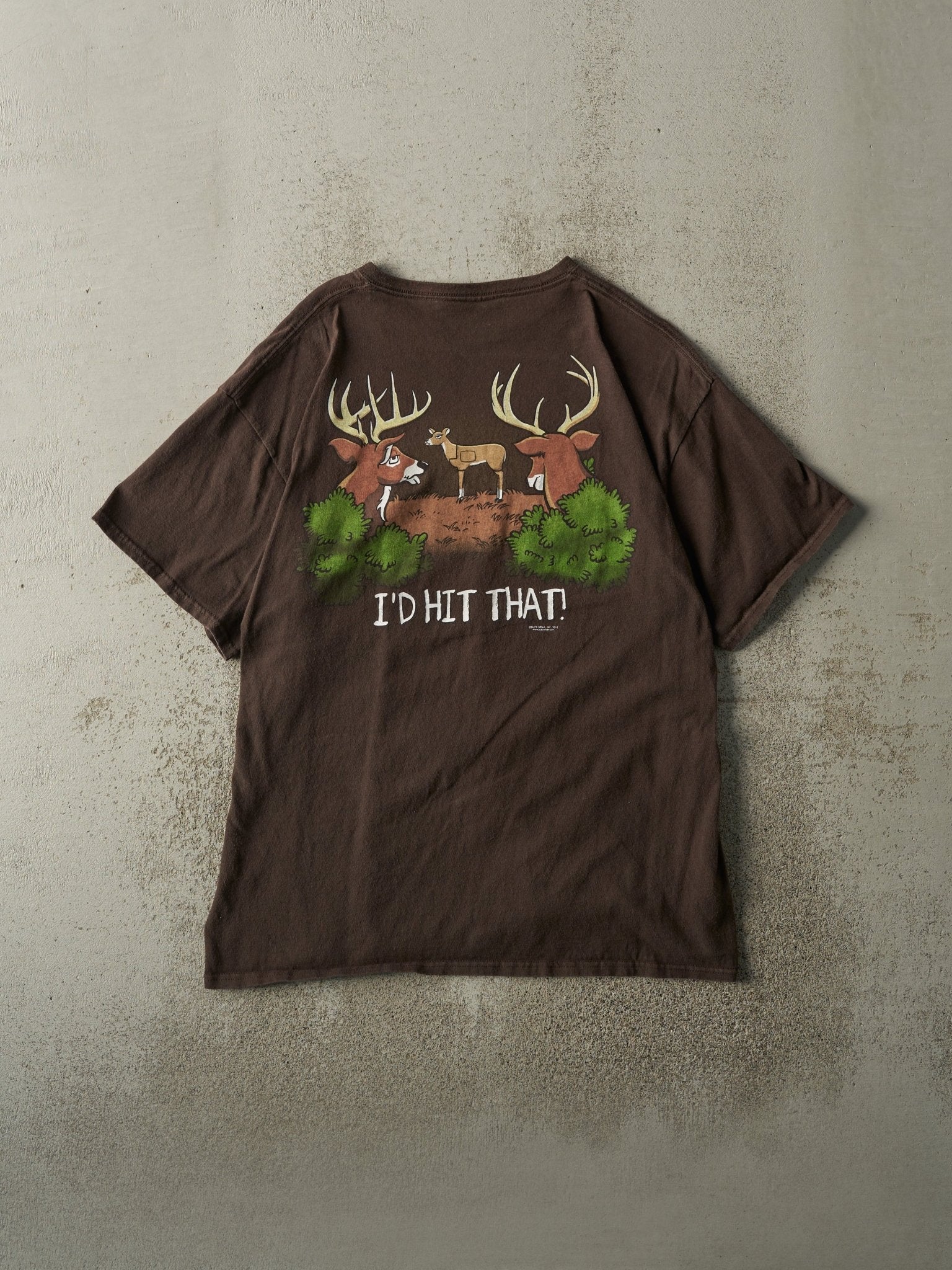 Vintage 11' Brown "I'd Hit That" Slogan Tee (M)