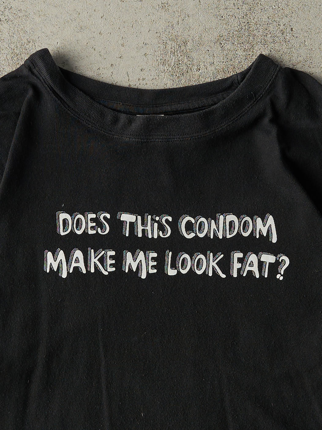 Vintage Y2K Black "Make Me Look Fat?" Tee (L)
